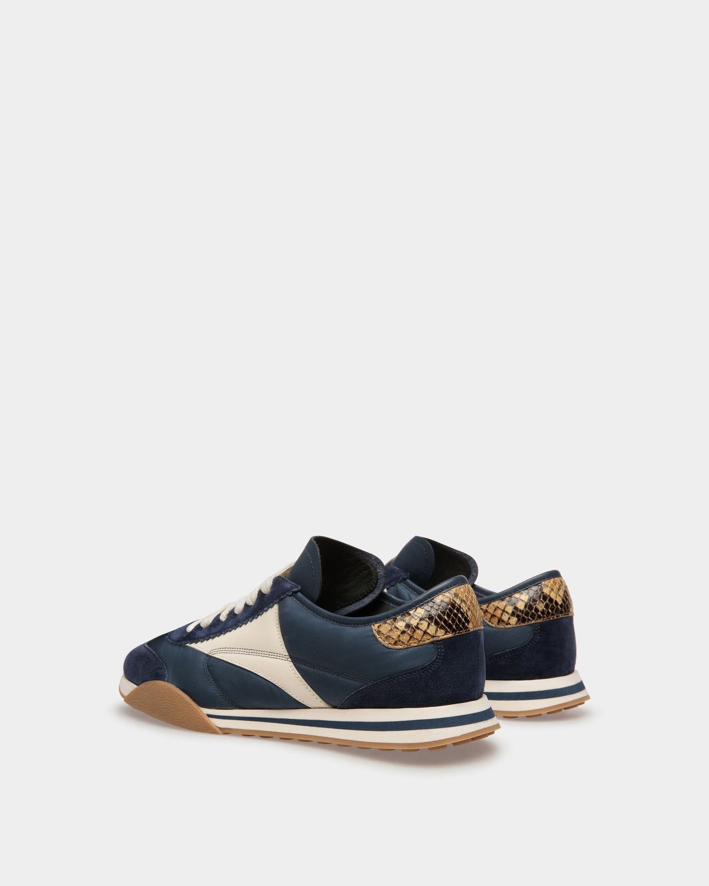 Sonney | Men's Sneakers | Marine And Bone Leather And Fabric | Bally | Still Life 3/4 Back