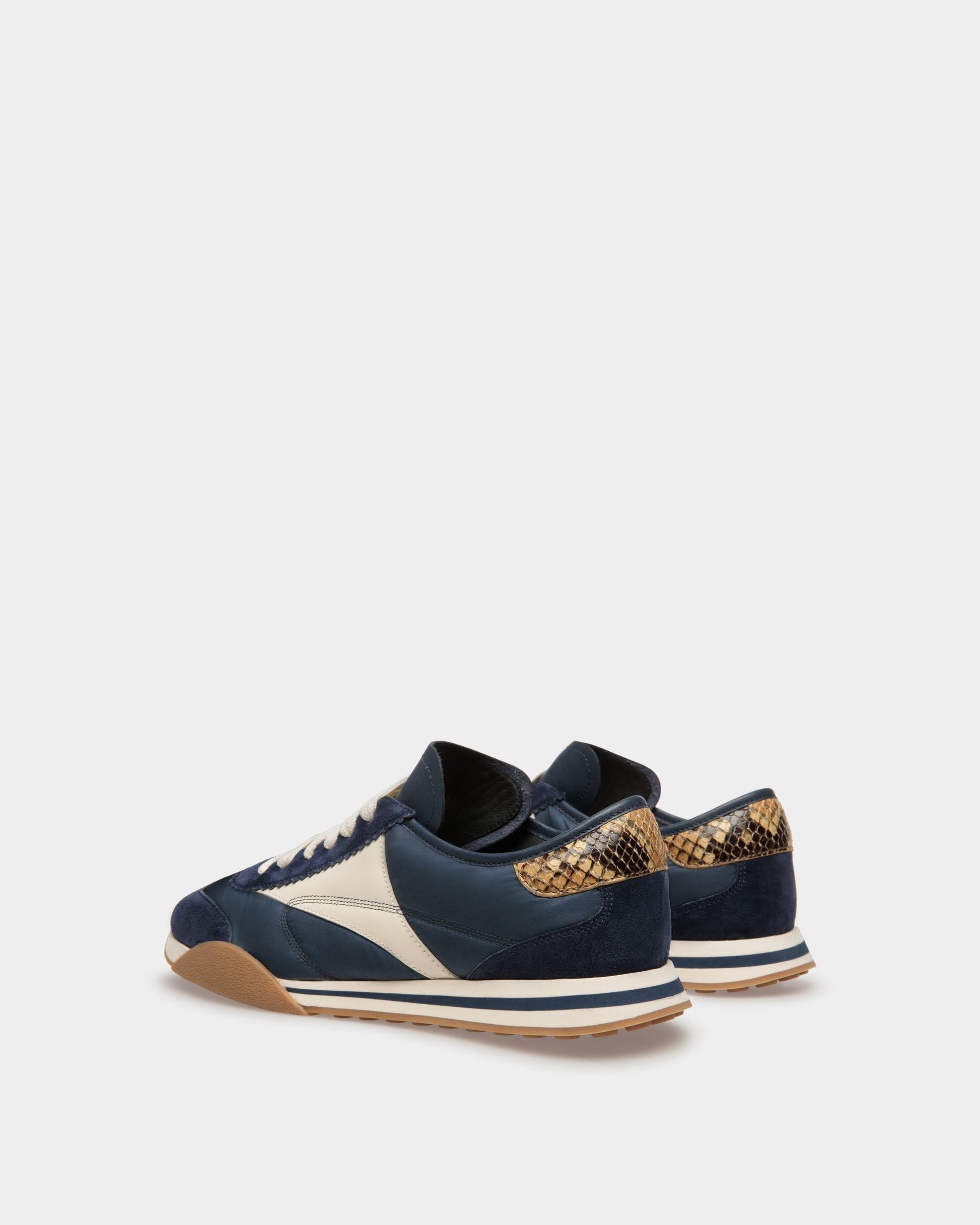 Sonney | Men's Sneakers | Marine And Bone Leather And Fabric | Bally | Still Life 3/4 Back
