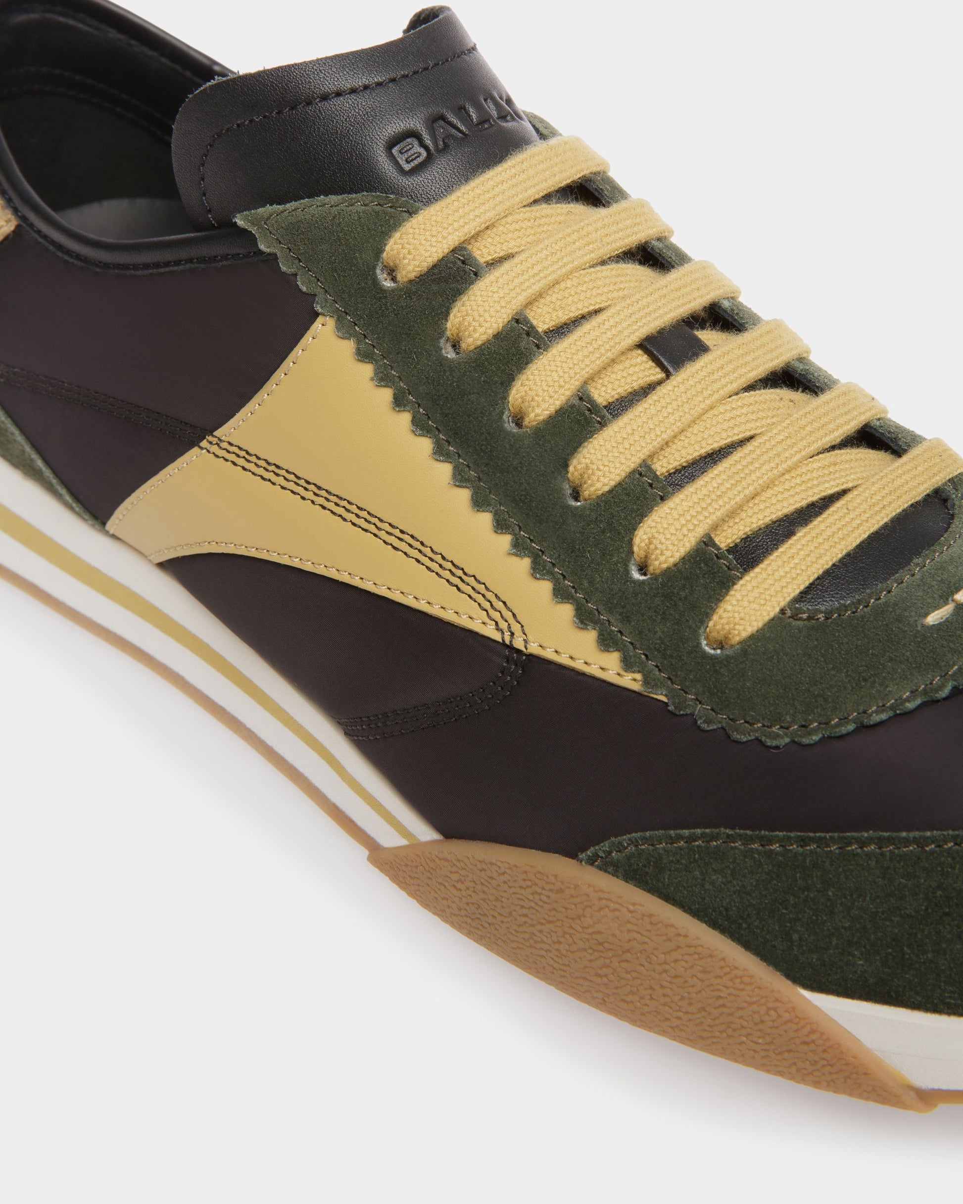 Sonney | Men's Sneakers | Green And Black Leather And Fabric | Bally | Still Life Detail