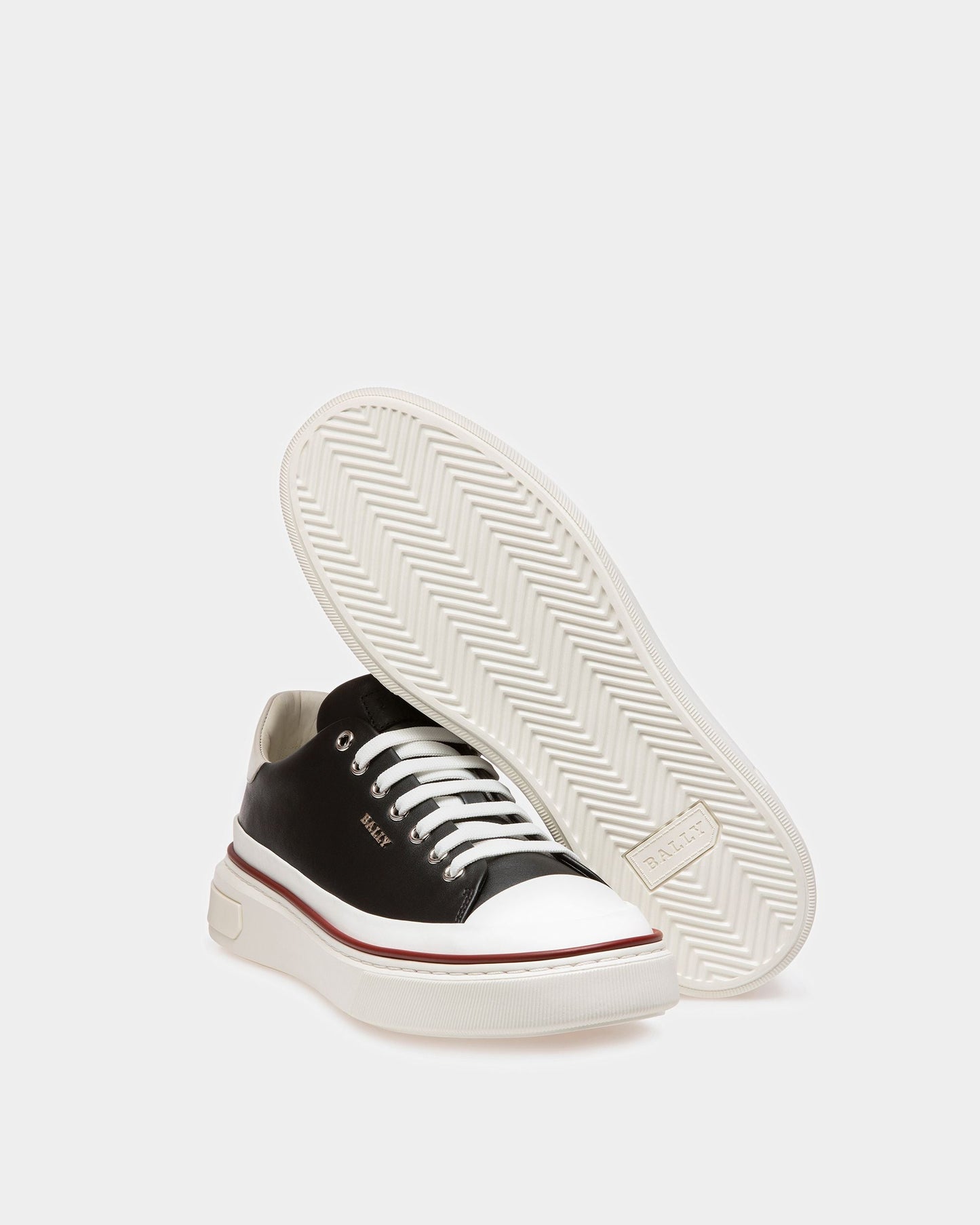 Maily Leather Sneakers In Black & White