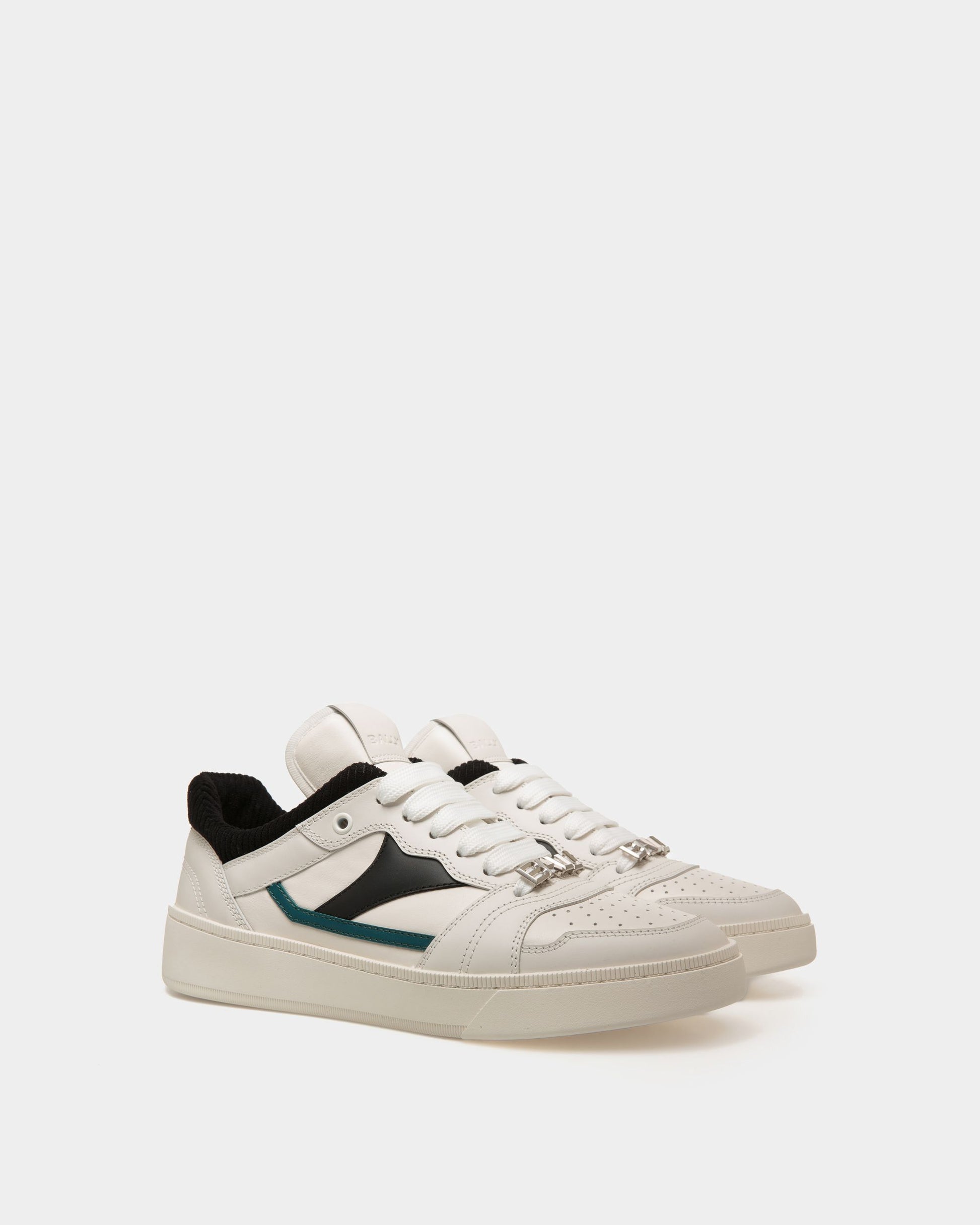 Raise | Men's Sneaker in White Leather | Bally | Still Life 3/4 Front
