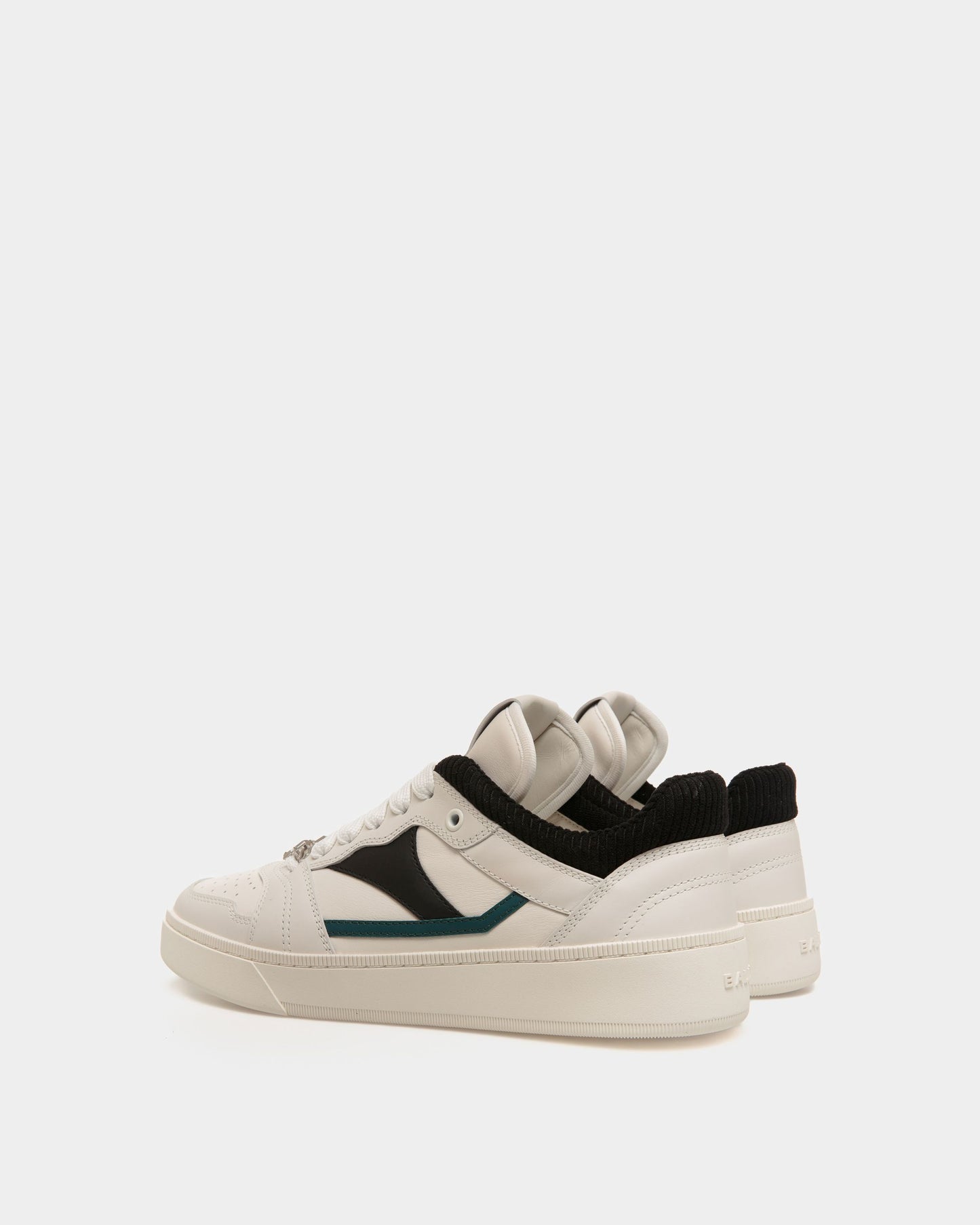 Raise | Men's Sneaker in White Leather | Bally | Still Life 3/4 Back