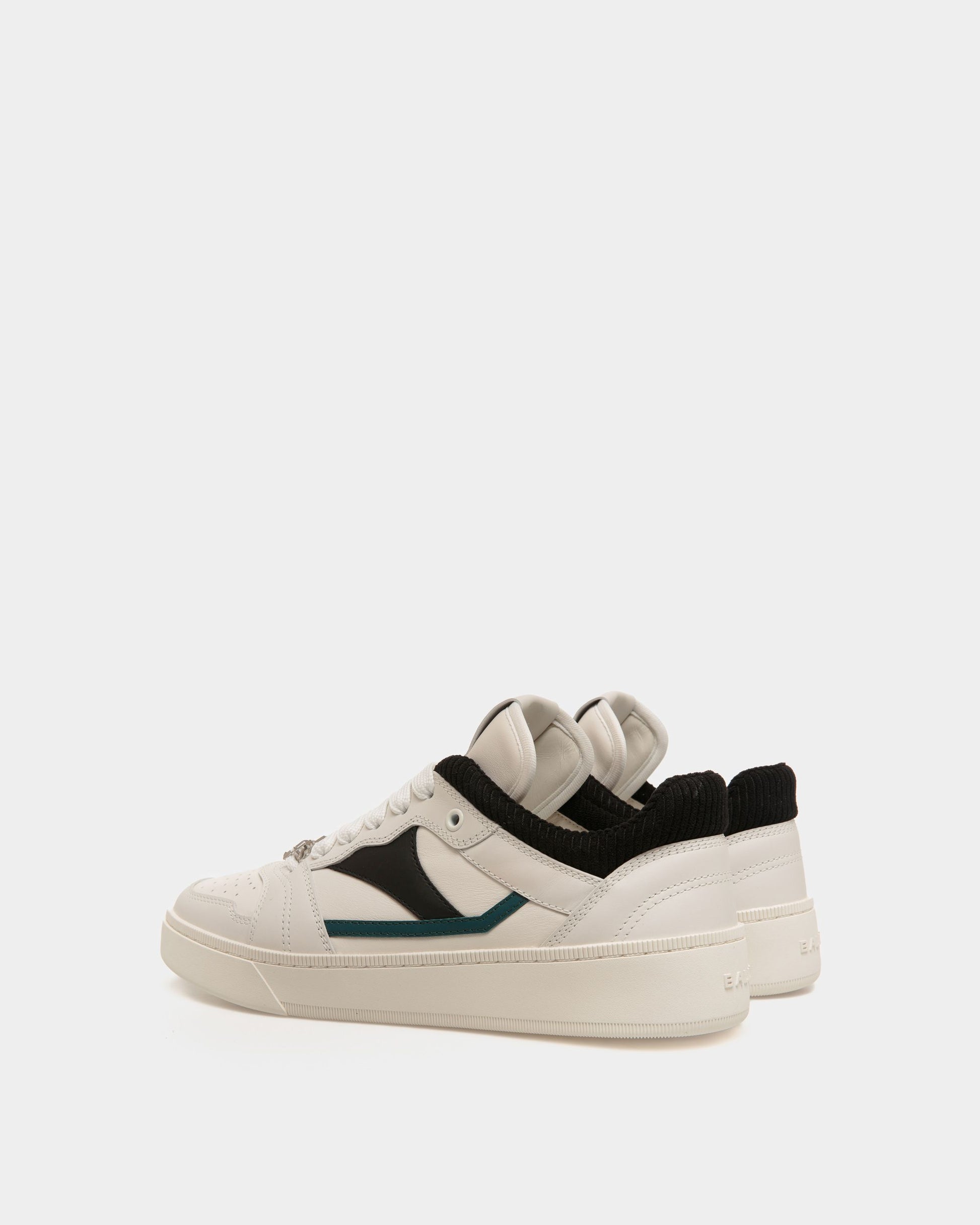 Raise | Men's Sneaker in White Leather | Bally | Still Life 3/4 Back