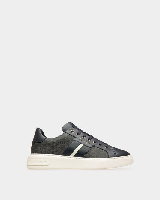 Myron Cotton Mix & Leather Sneakers In Grey & Navy