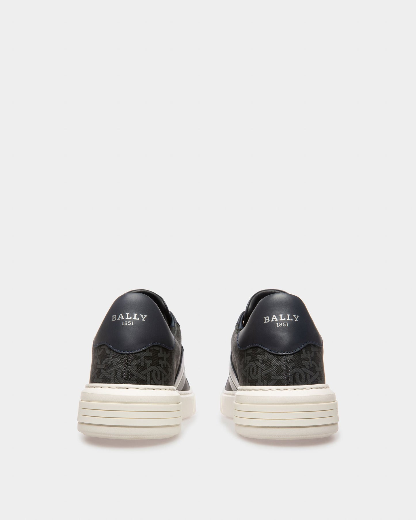 Myron Cotton Mix & Leather Sneakers In Grey & Navy
