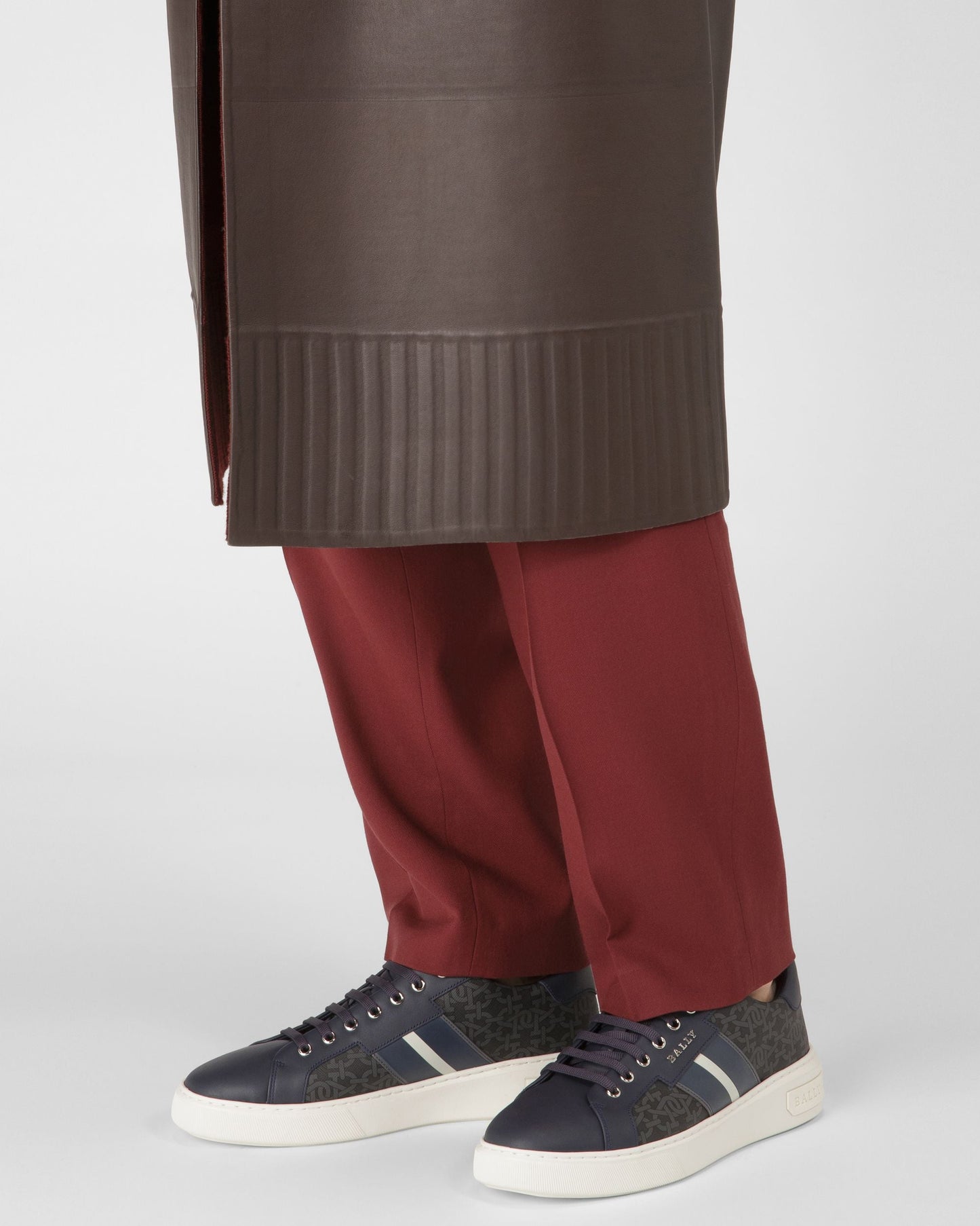 Myron Cotton Mix & Leather Sneakers In Grey & Navy