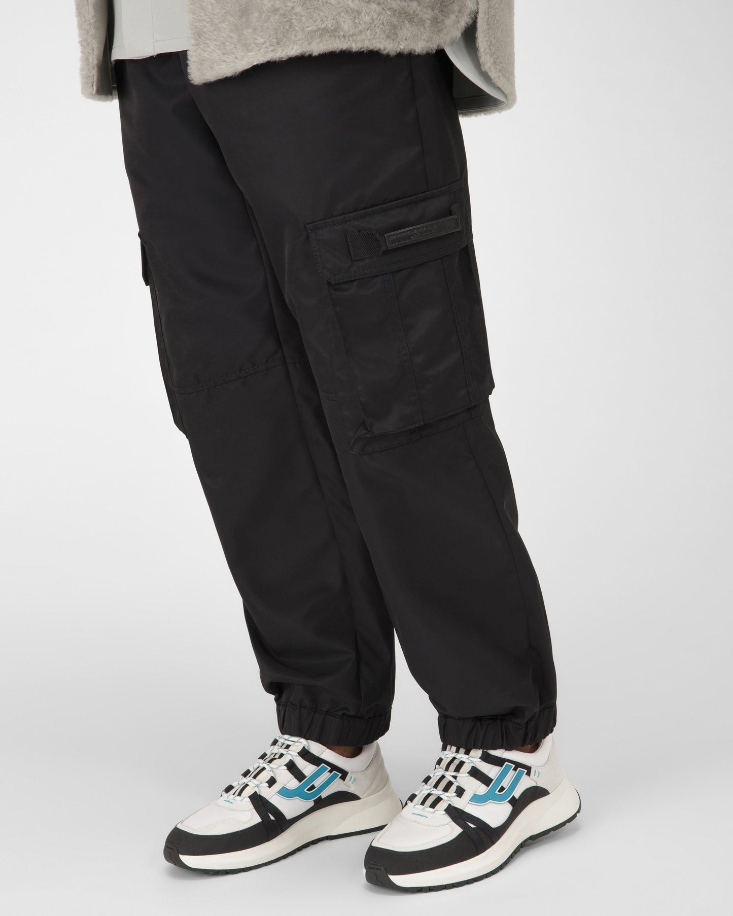 Damon Fabric And Leather Sneakers In Black And White