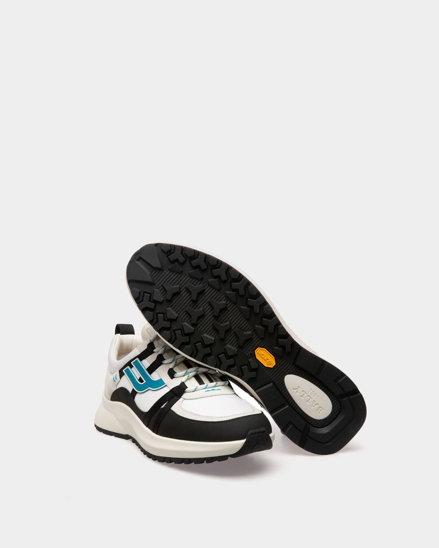 Damon Fabric And Leather Sneakers In Black And White