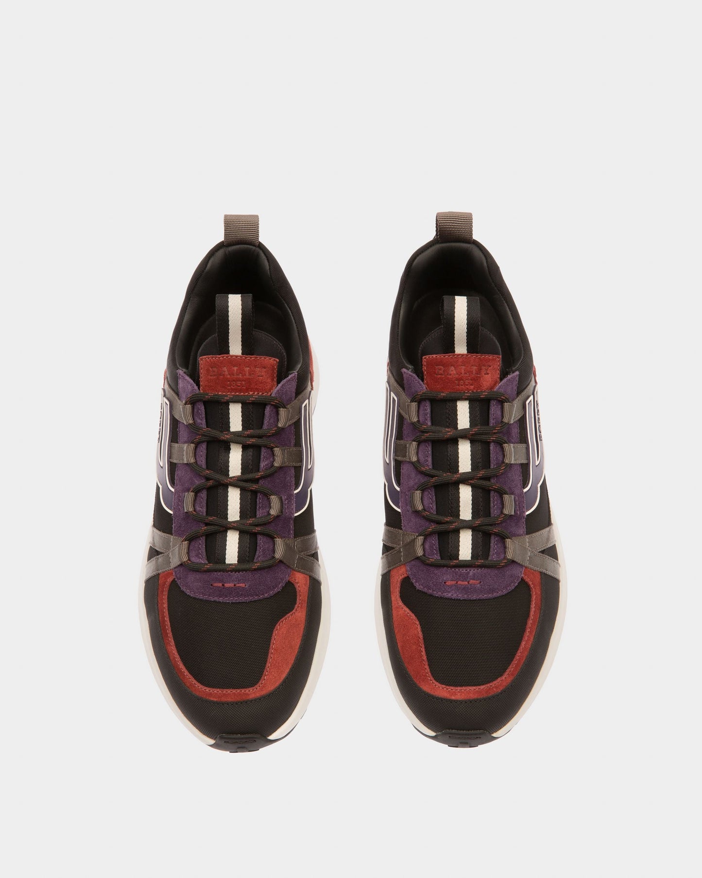Damon Fabric And Leather Sneakers In Black And Heritage Red