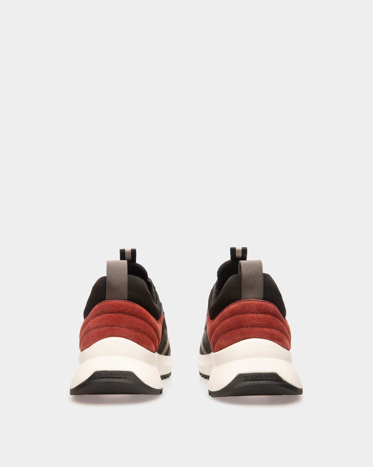Damon Fabric And Leather Sneakers In Black And Heritage Red