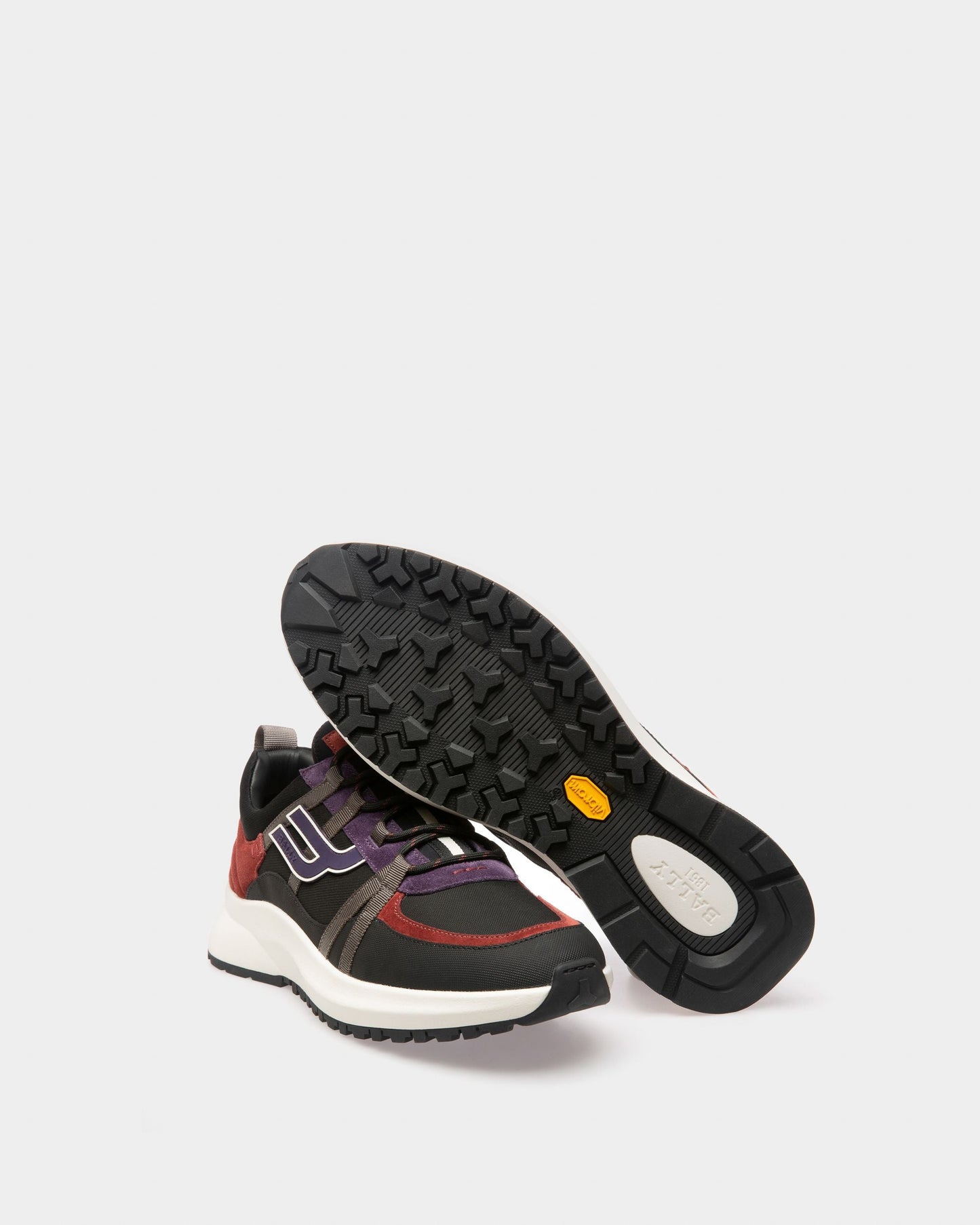 Damon Fabric And Leather Sneakers In Black And Heritage Red