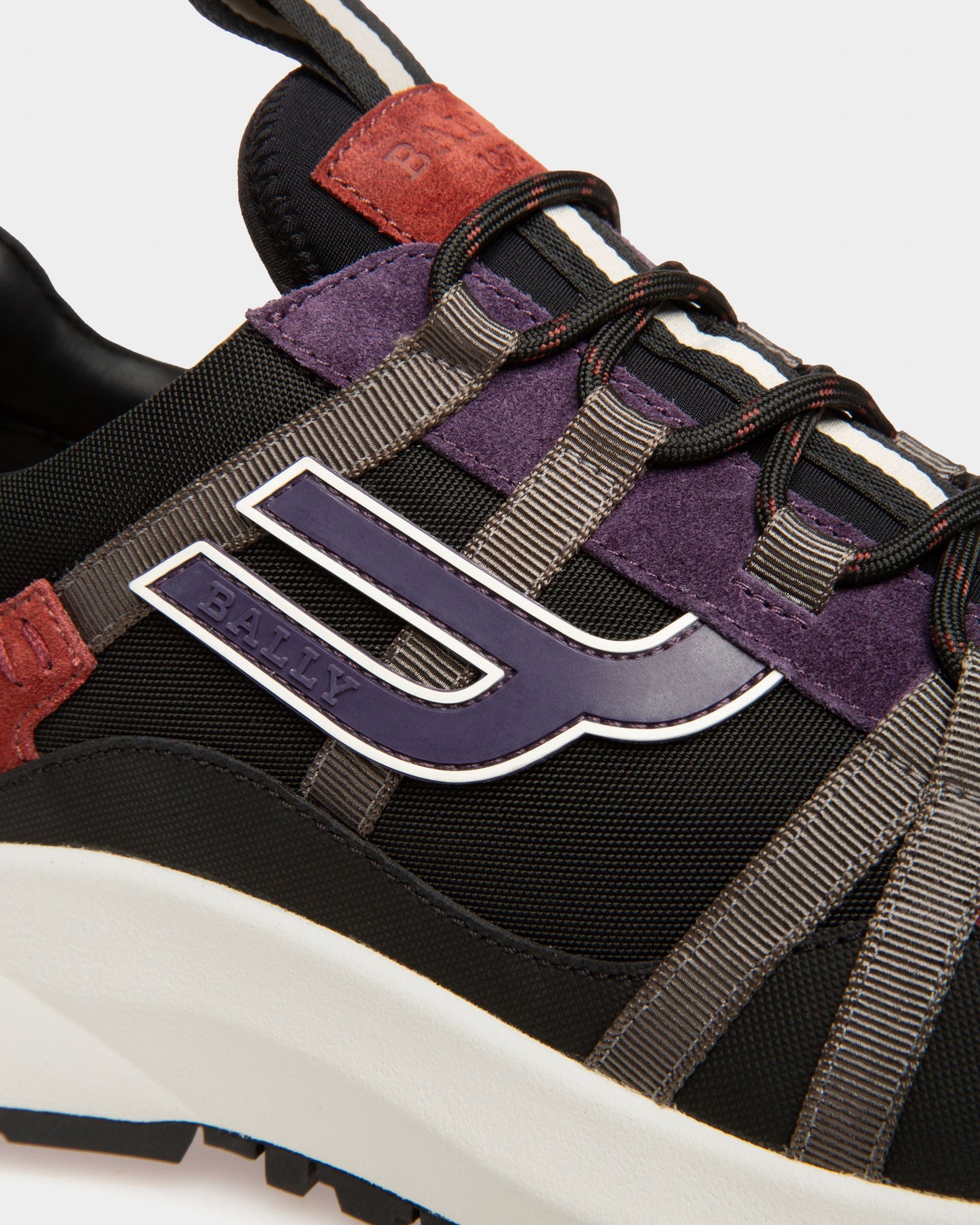 Damon Fabric And Leather Sneakers In Black And Heritage Red