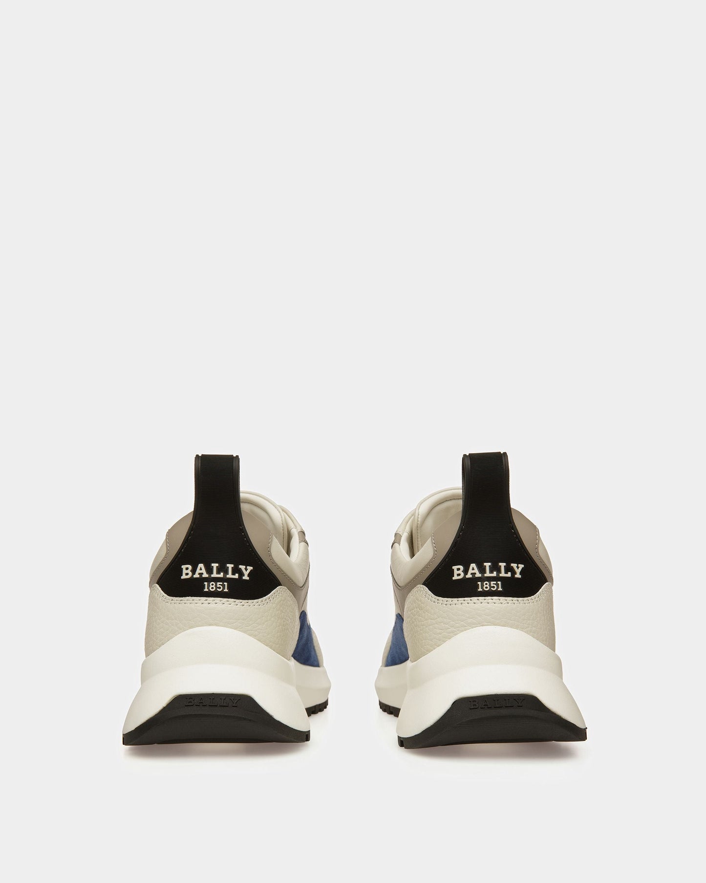 Dave Leather And Fabric Sneakers In Dusty White And Blue Neon