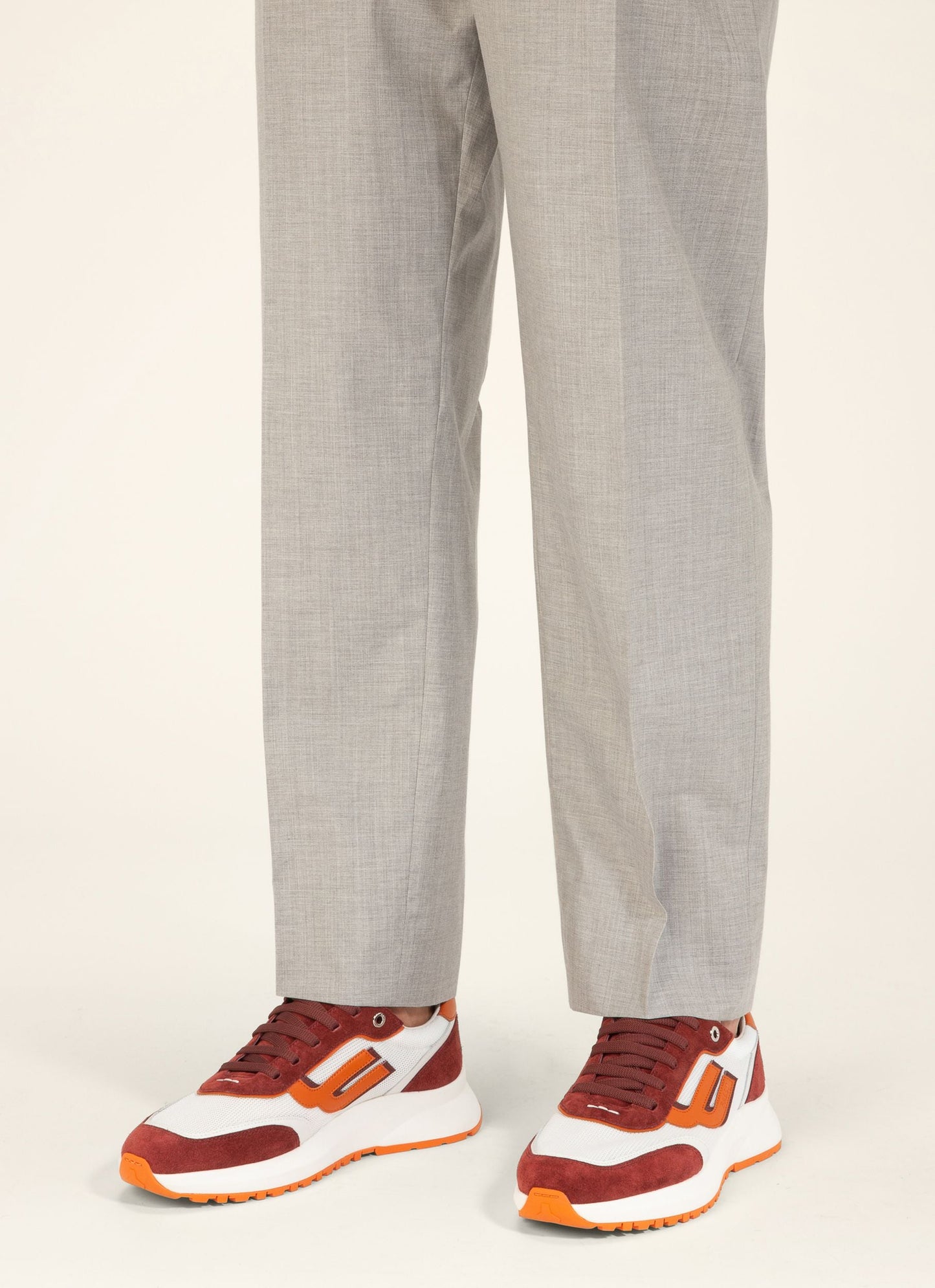 Demmy Mesh & Leather Sneakers In Heritage Red & White