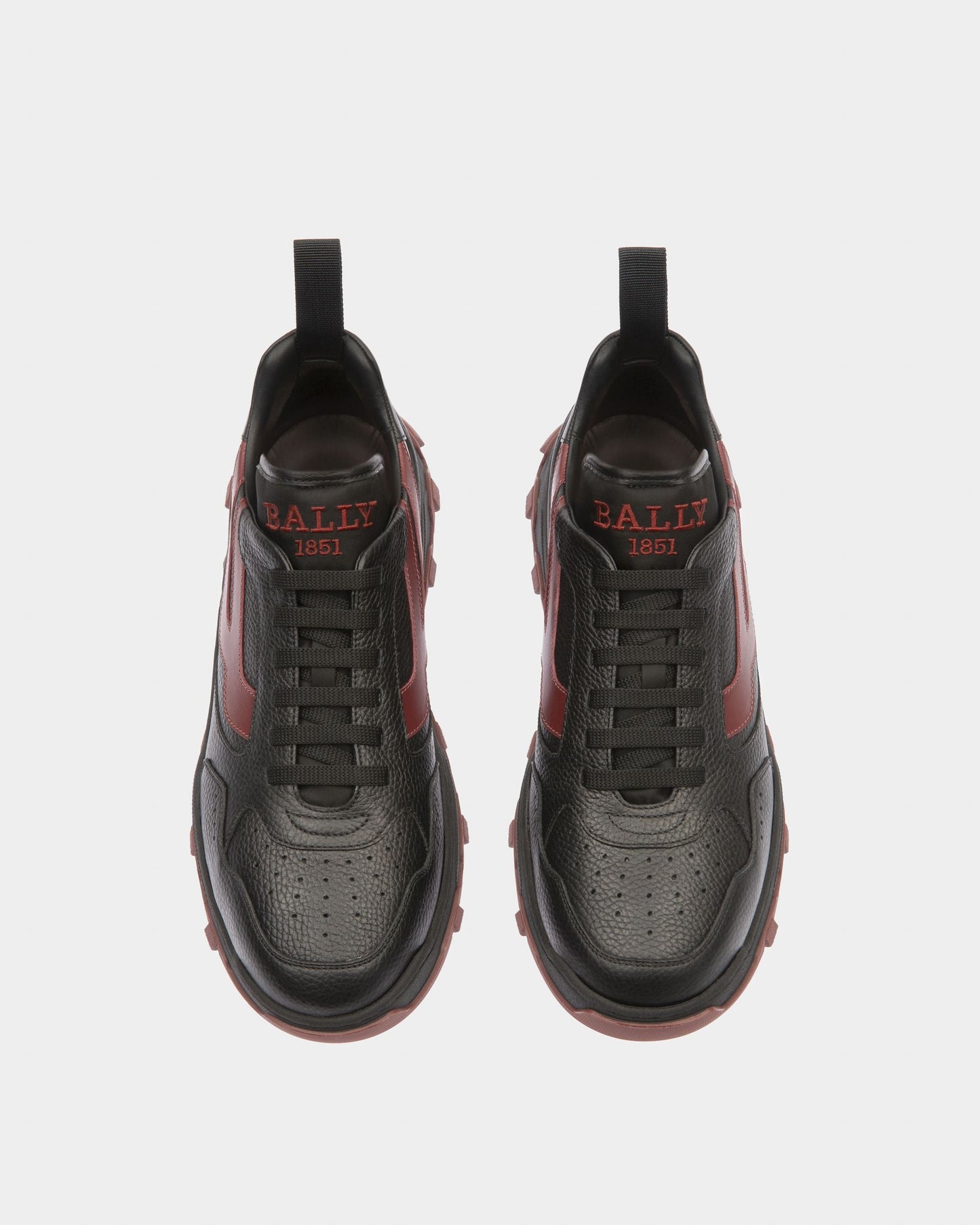 Holden Leather And Fabric Sneakers In Black And Heritage Red