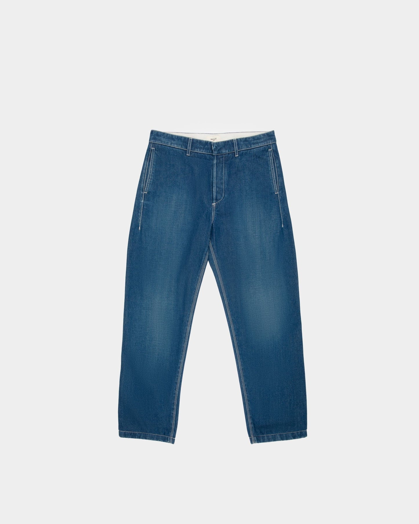 Cotton Denim Pants In Blue