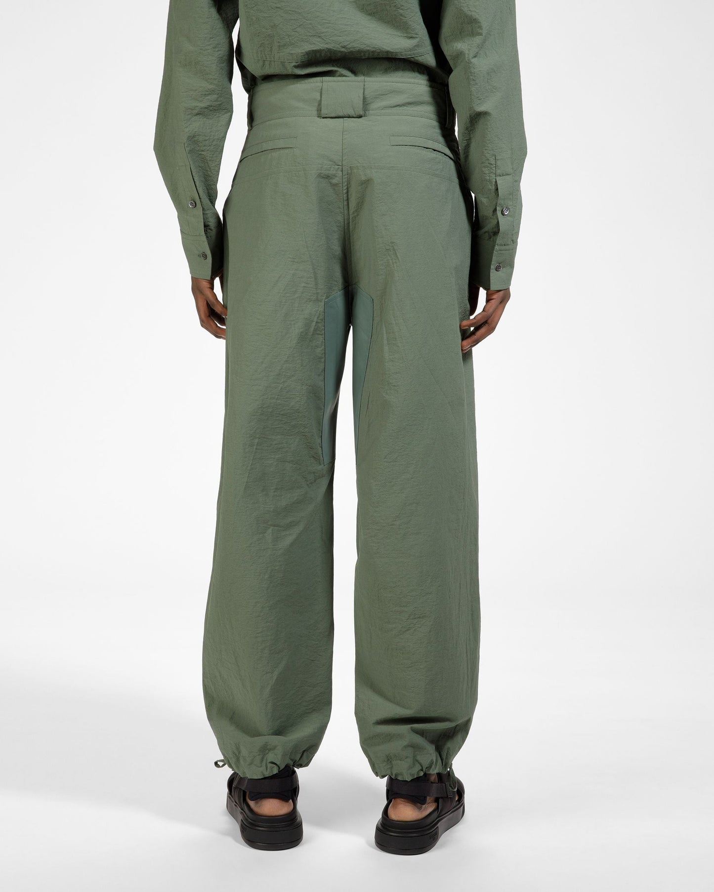 Cotton Mix Trousers In Sage
