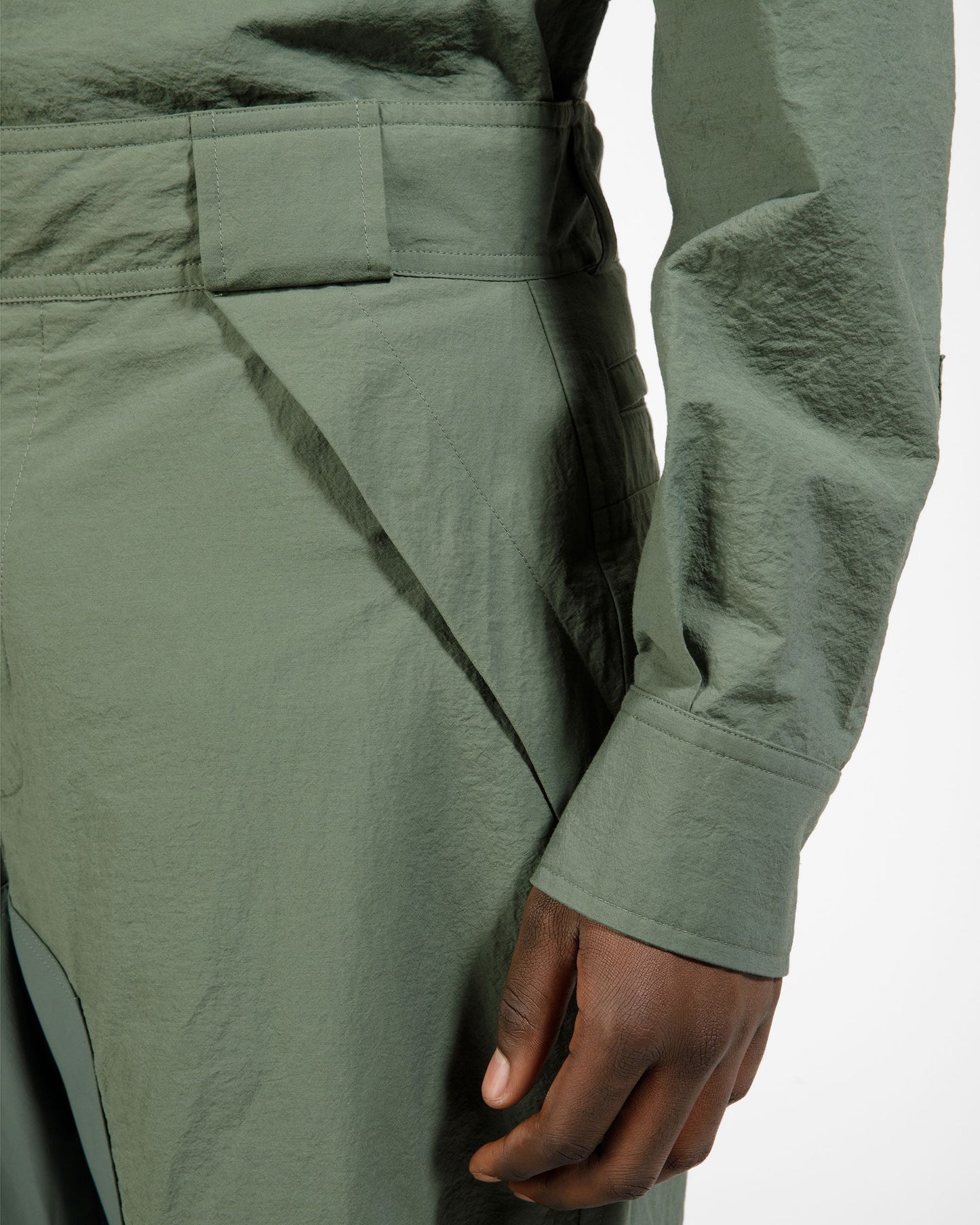 Cotton Mix Trousers In Sage