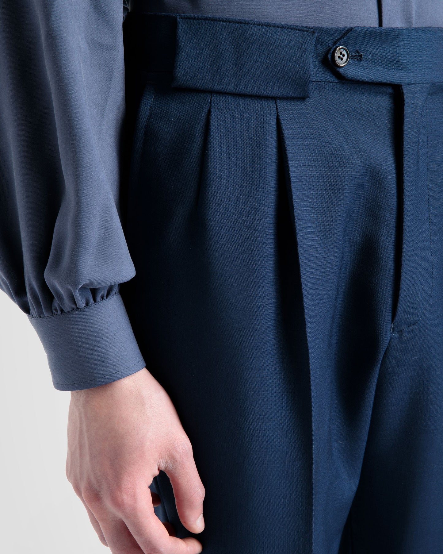 Wool Mix Straight Pants In Navy
