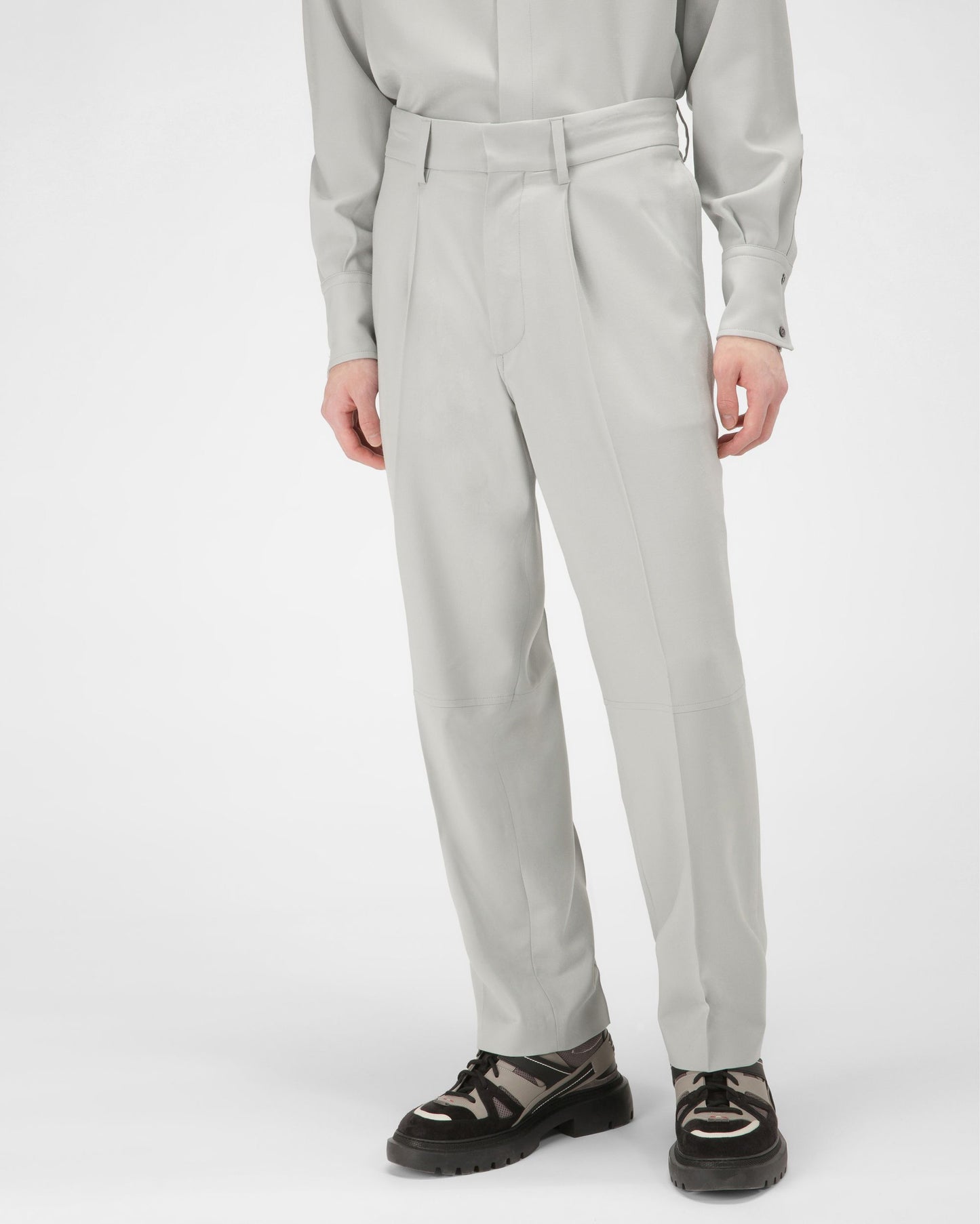 Wool Trousers In Light Blue