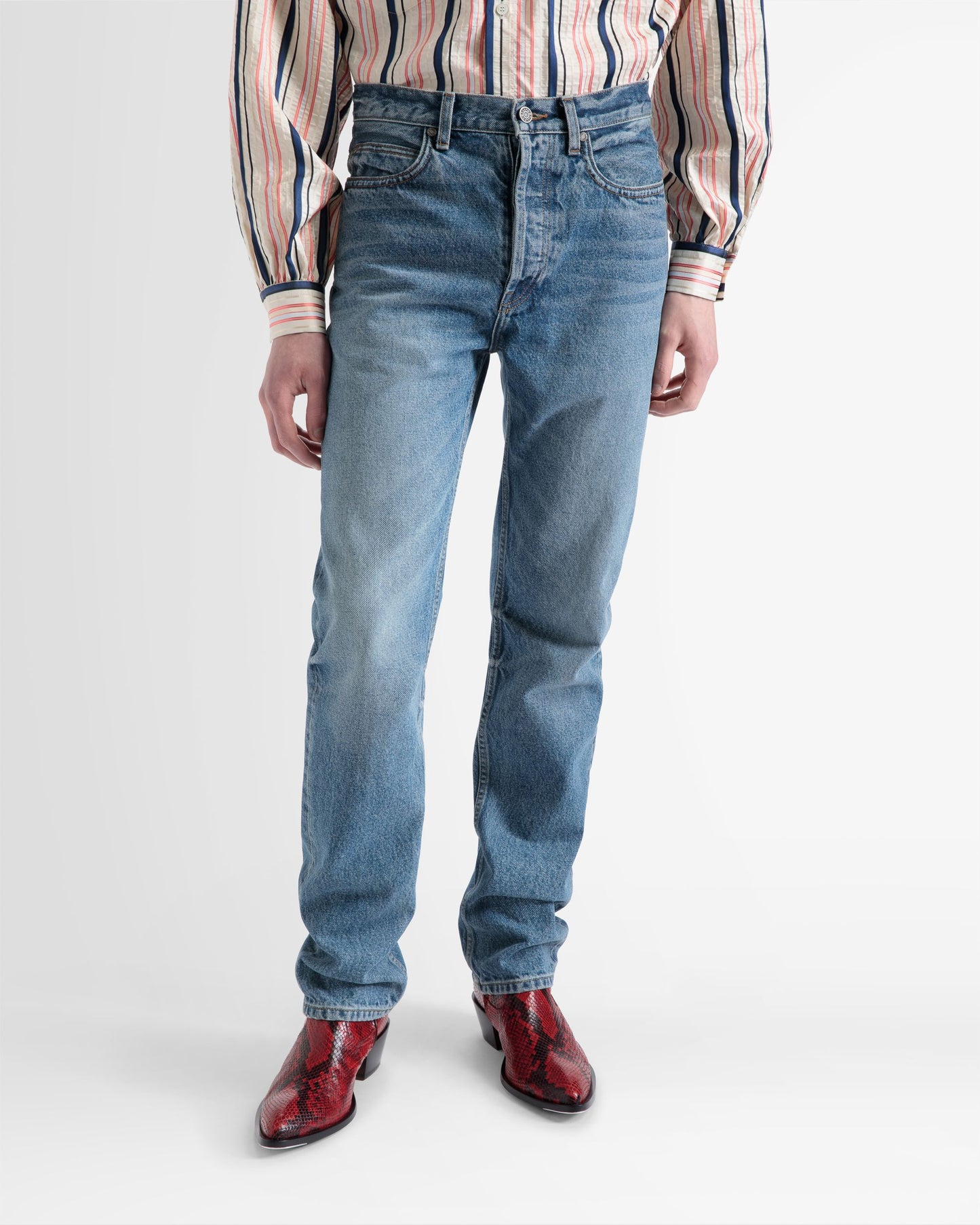 Flared Pants In Blue Denim
