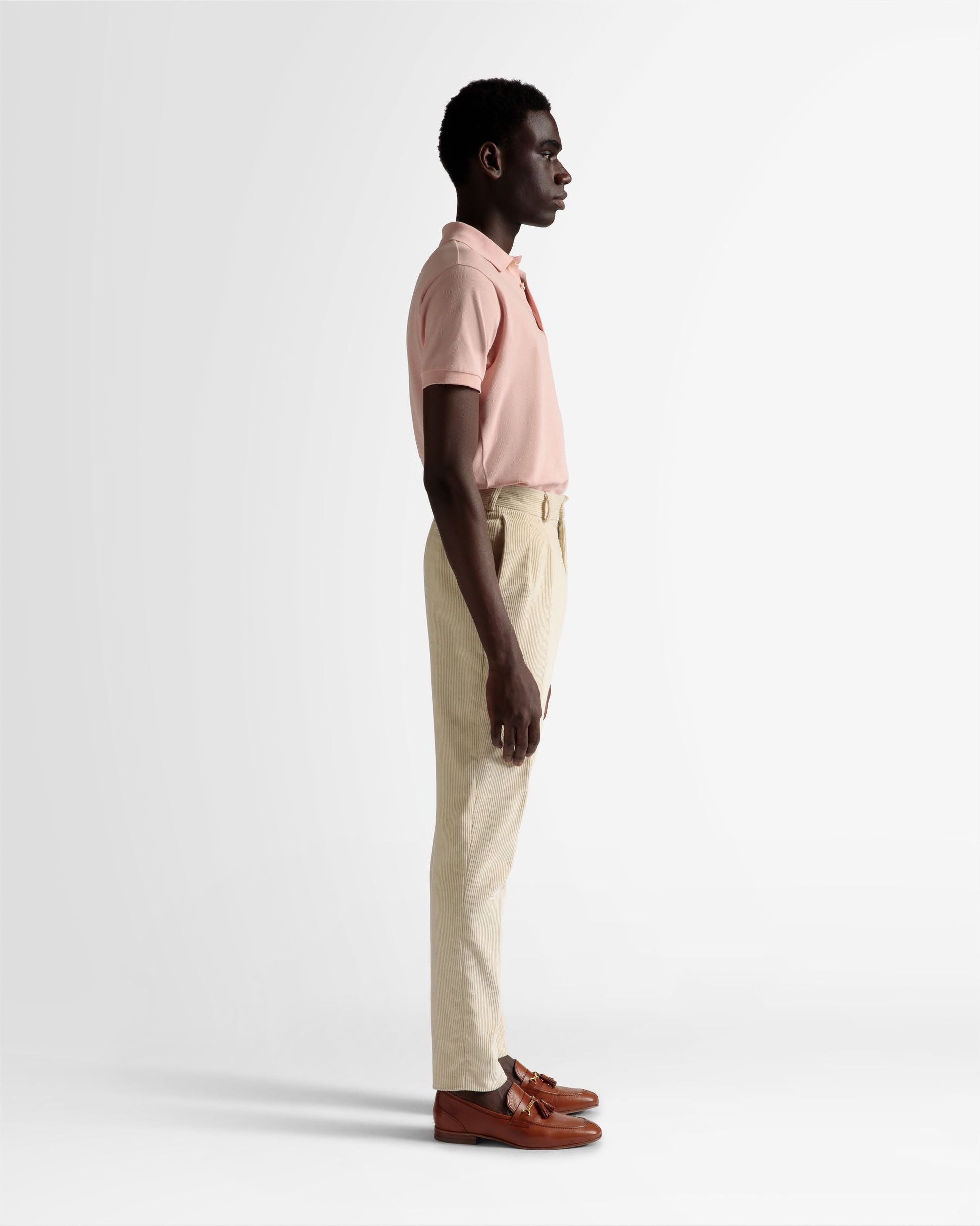 Tailored Straight Leg Pants | Men's Pants | Bone Wool | Bally | On Model 3/4 Front