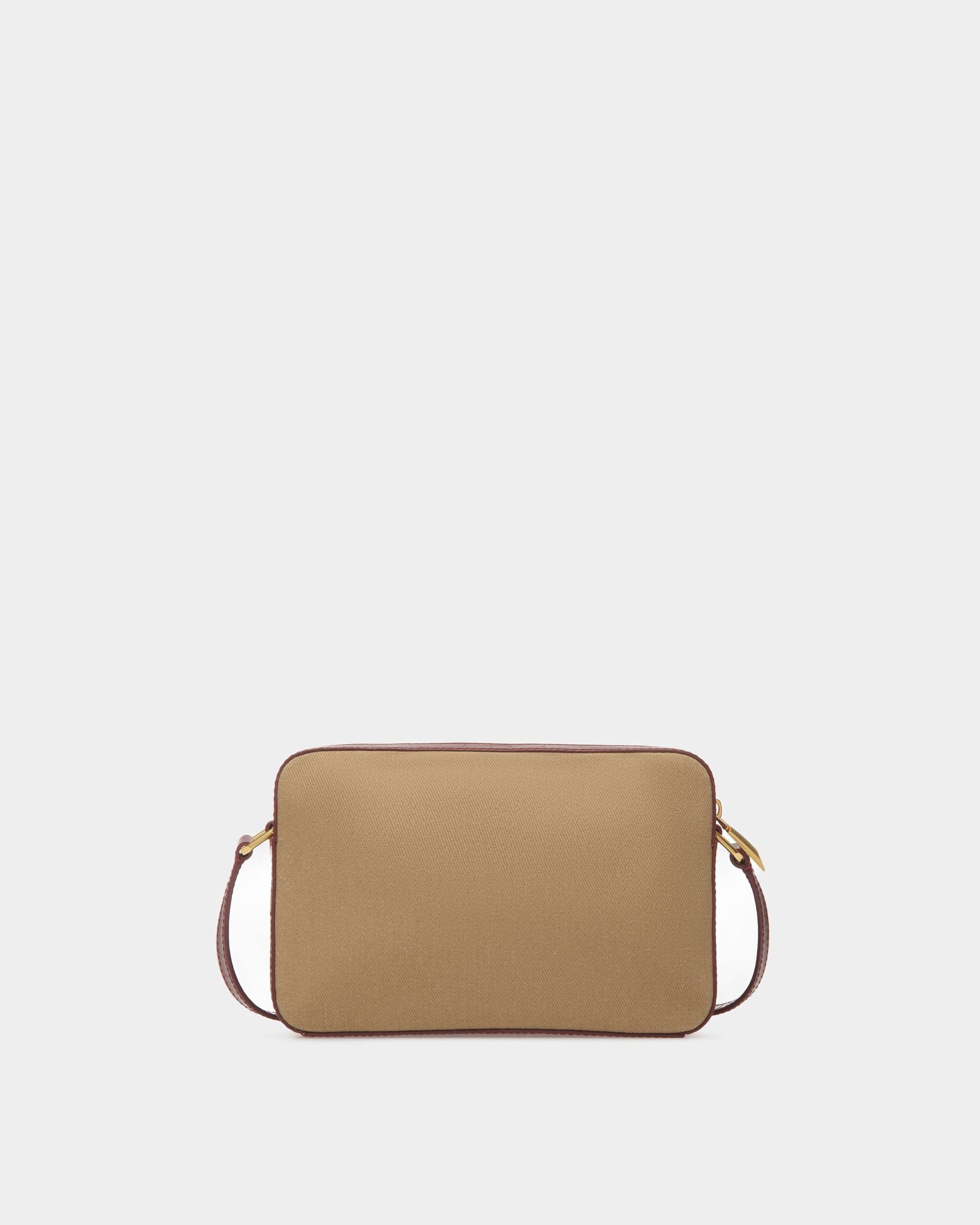 Bar Daniel | Women's Crossbody Bag | Sand And Burgundy Fabric | Bally | Still Life Back