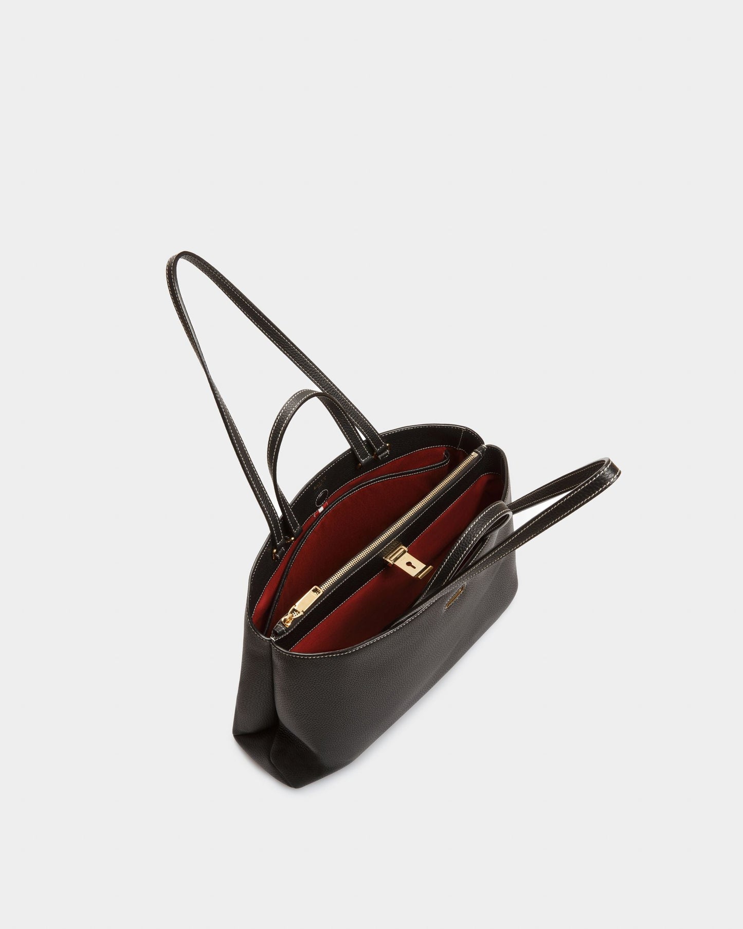 Lock Me Tote Bag In Black Leather