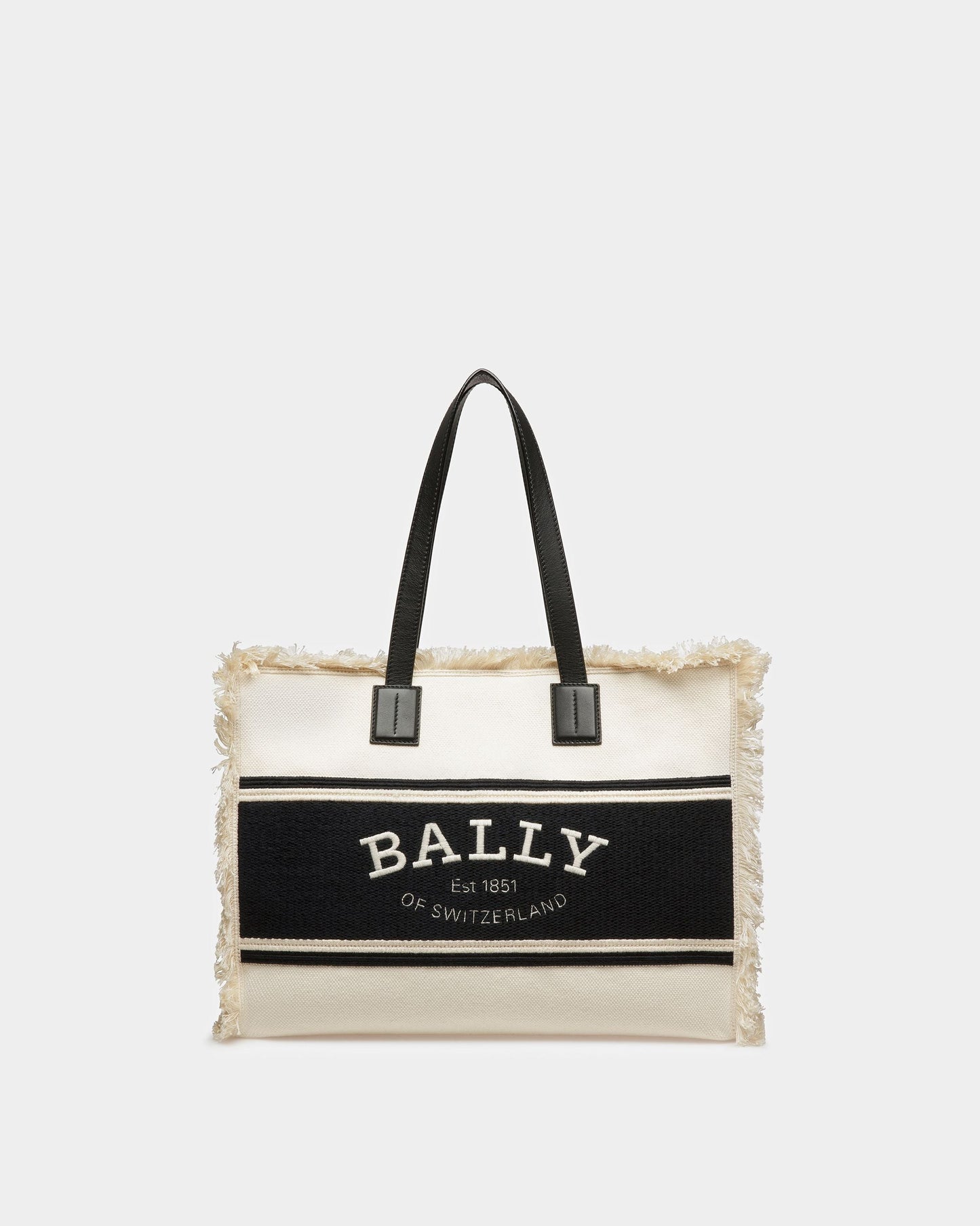 Crystalia Wide Canvas Tote In Natural And Black