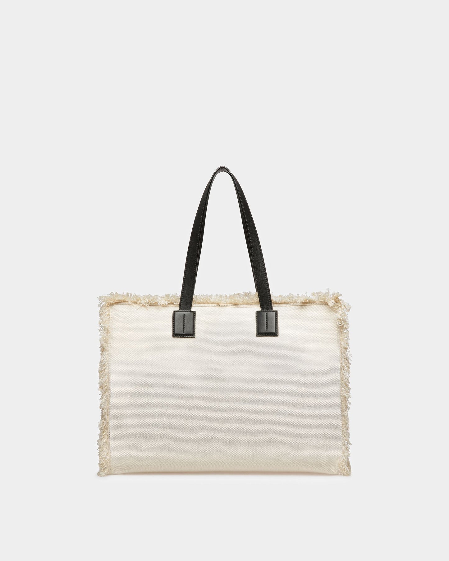 Crystalia Wide Canvas Tote In Natural And Black