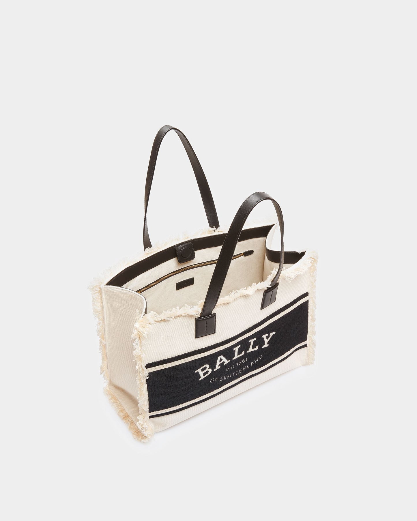 Crystalia Wide Canvas Tote In Natural And Black