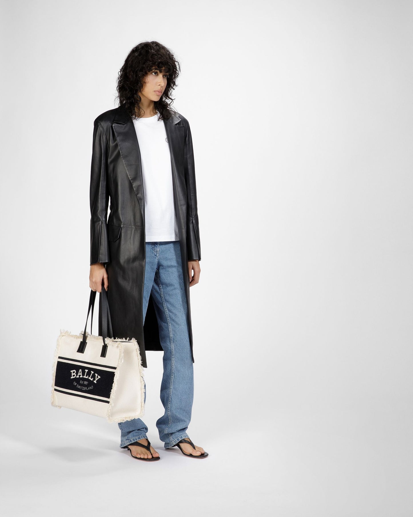 Crystalia Wide Canvas Tote In Natural And Black