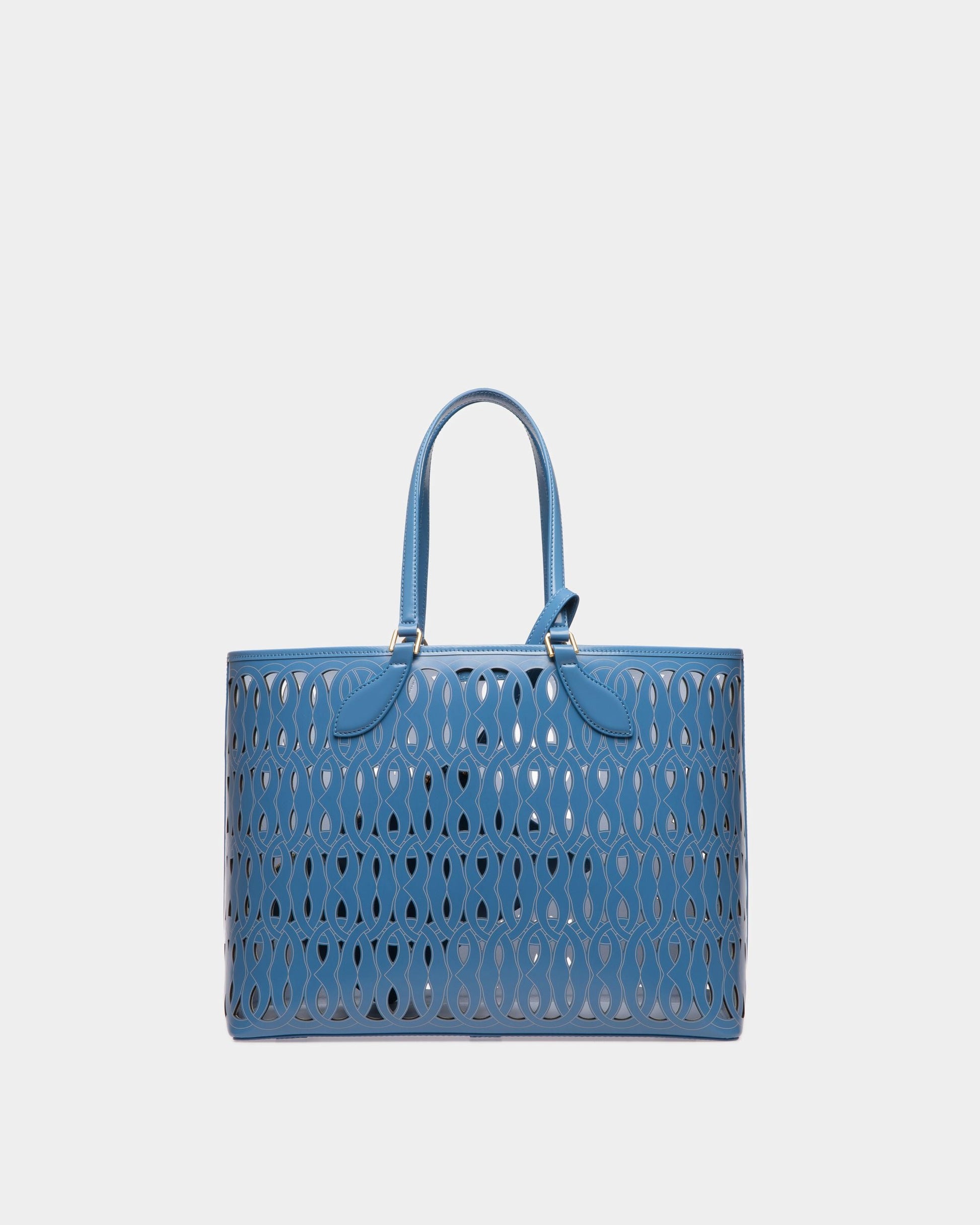 Lago | Women's Tote Bag | Blue Leather | Bally | Still Life Back