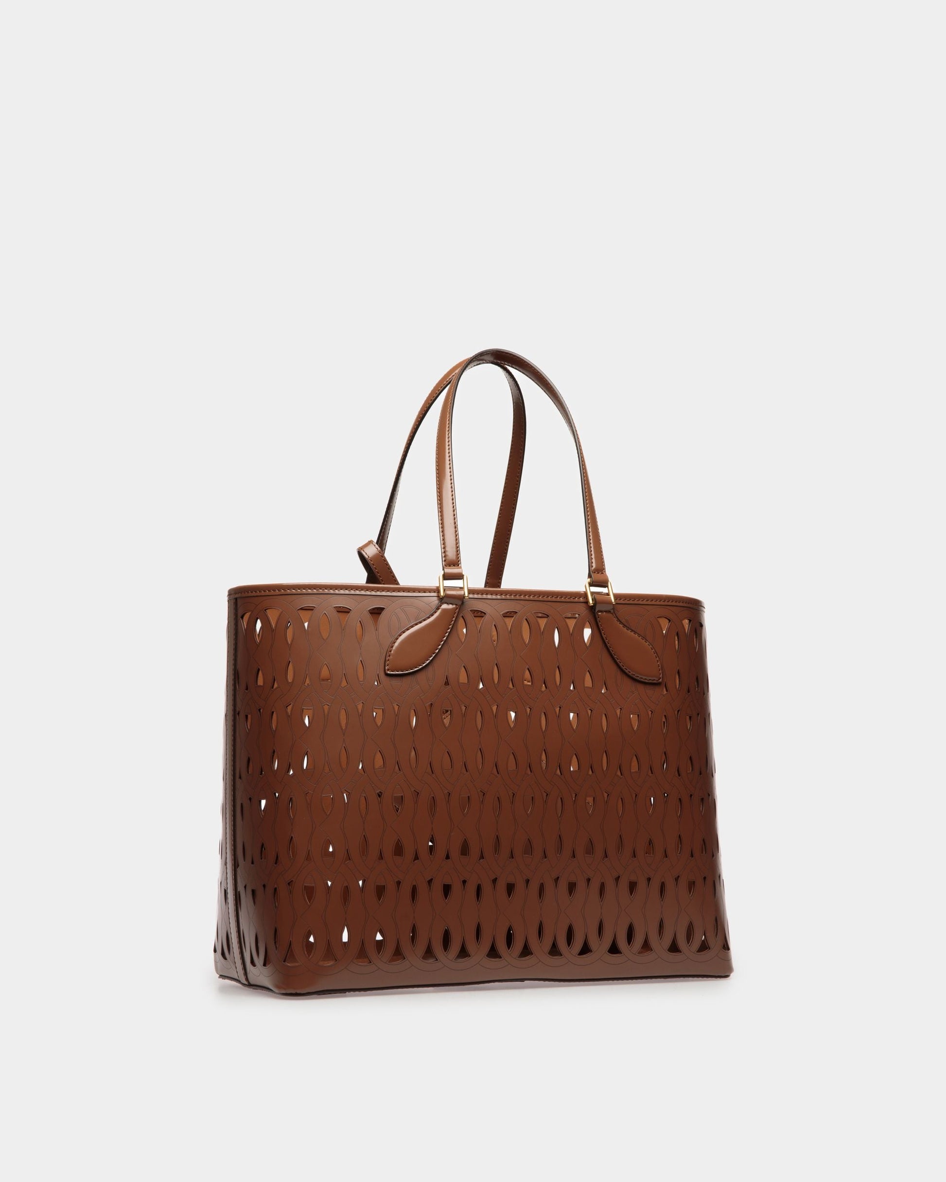 Lago | Women's Tote Bag | Brown Leather | Bally | Still Life 3/4 Front