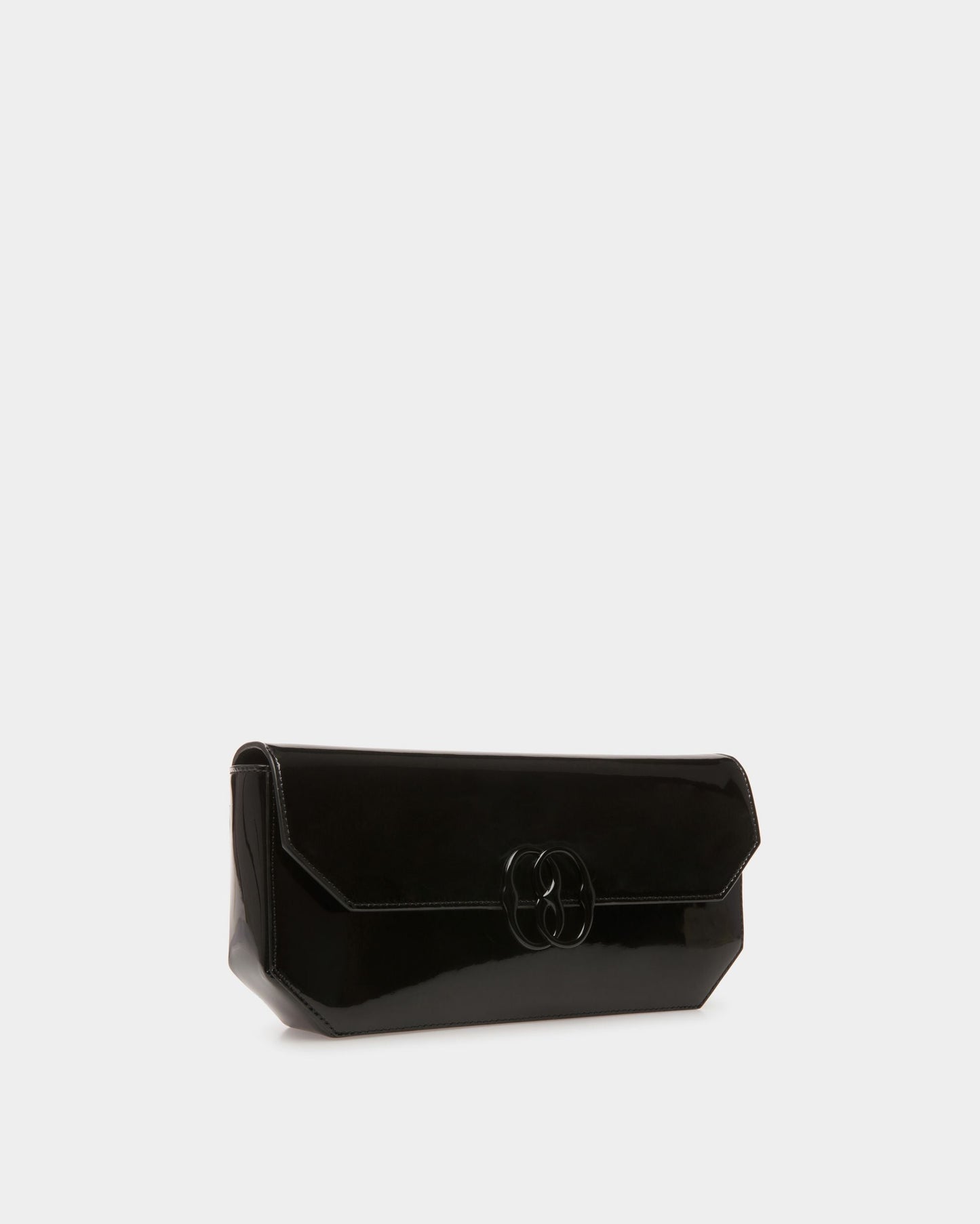 Emblem Folio | Women's Shoulder Bag | Black Leather | Bally | Still Life 3/4 Front