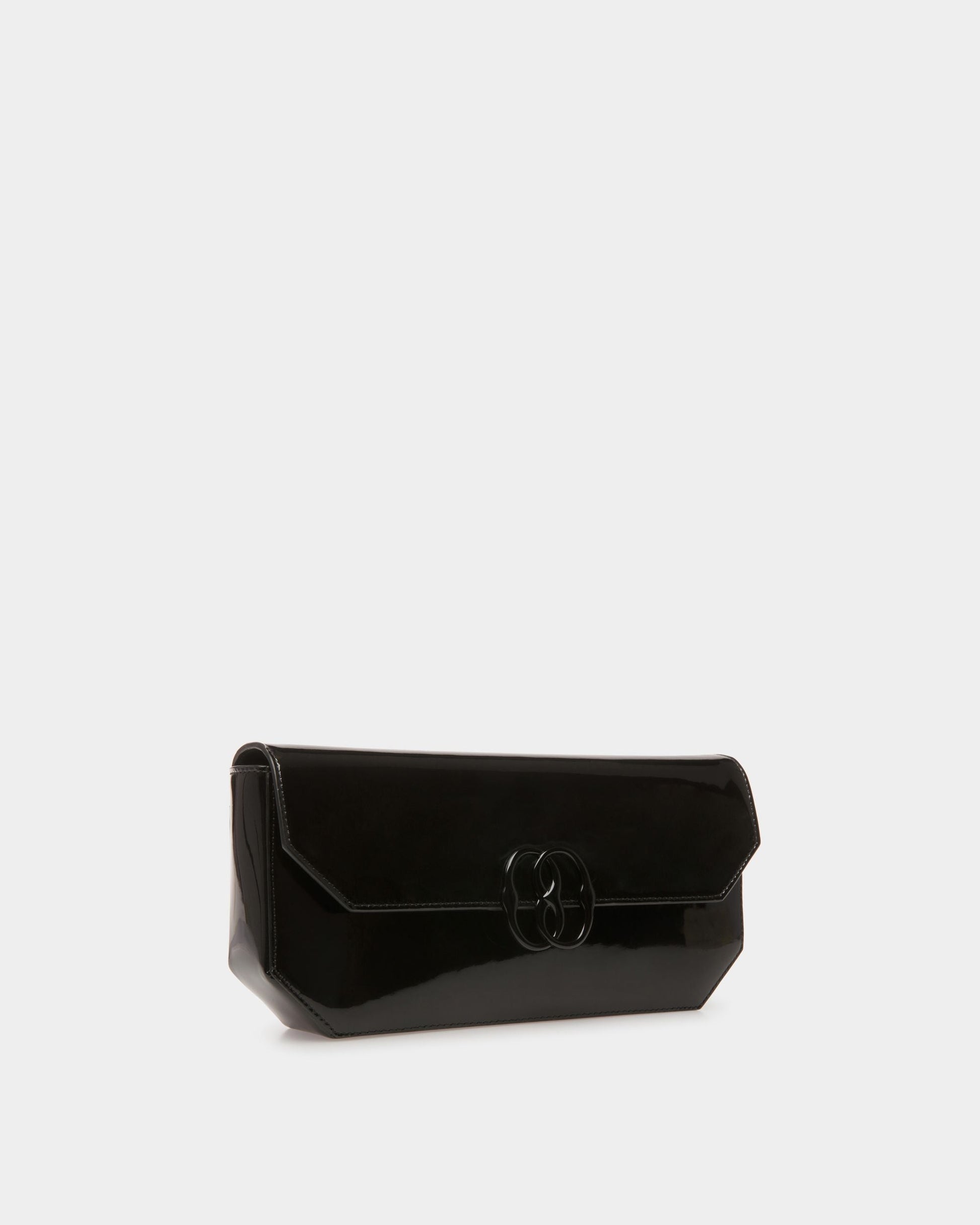 Emblem Folio | Women's Shoulder Bag | Black Leather | Bally | Still Life 3/4 Front