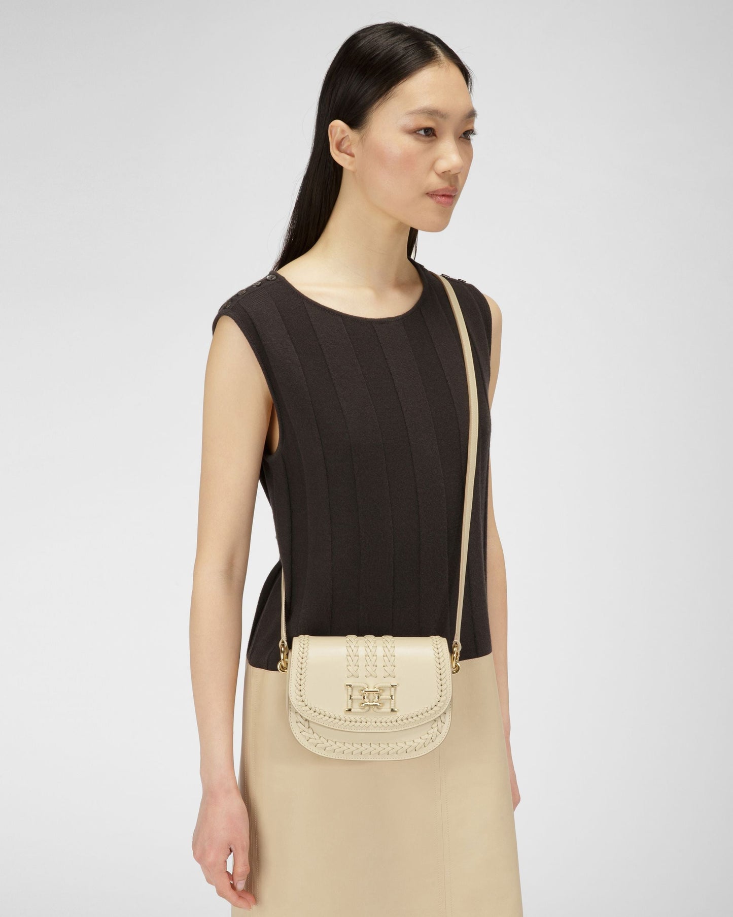 Baily Leather Minibag In Light Beige