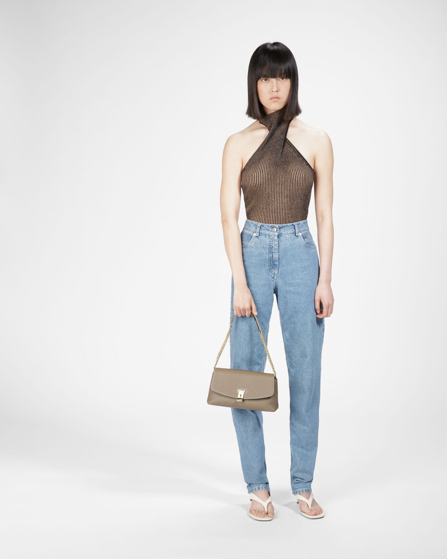 Leena Leather Minibag In Taupe