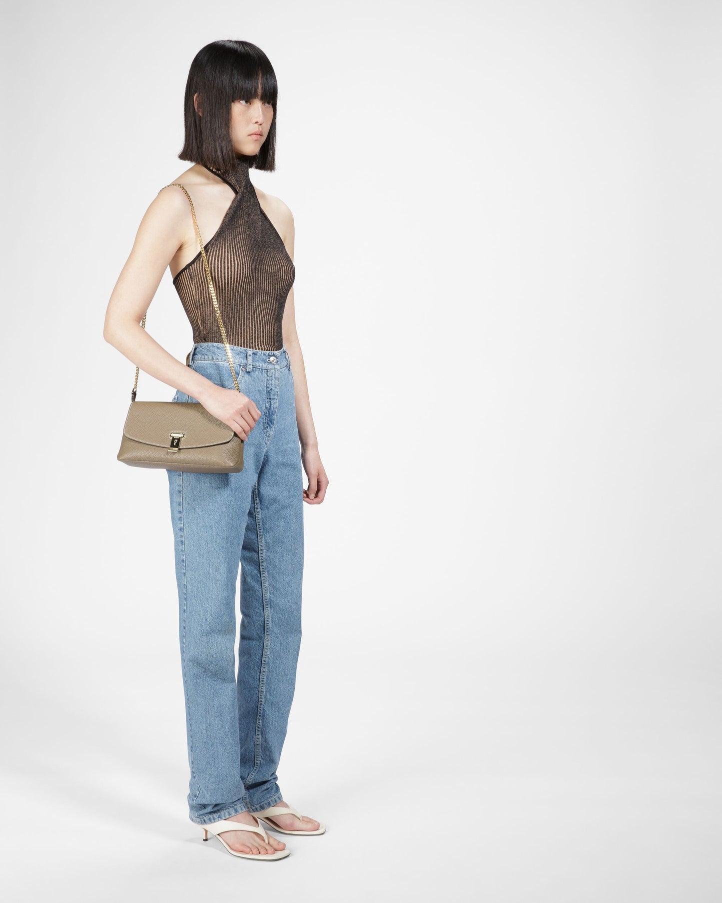 Leena Leather Minibag In Taupe