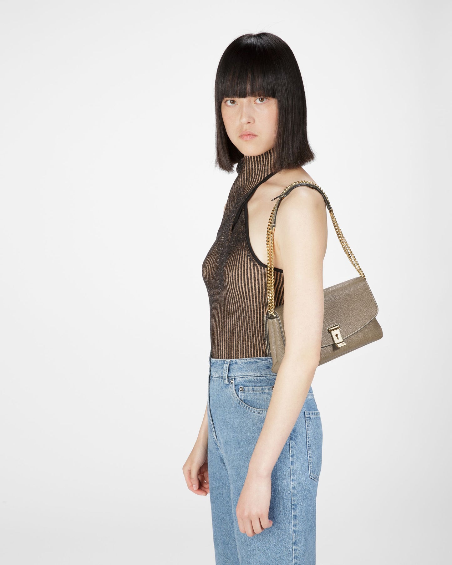 Leena Leather Minibag In Taupe