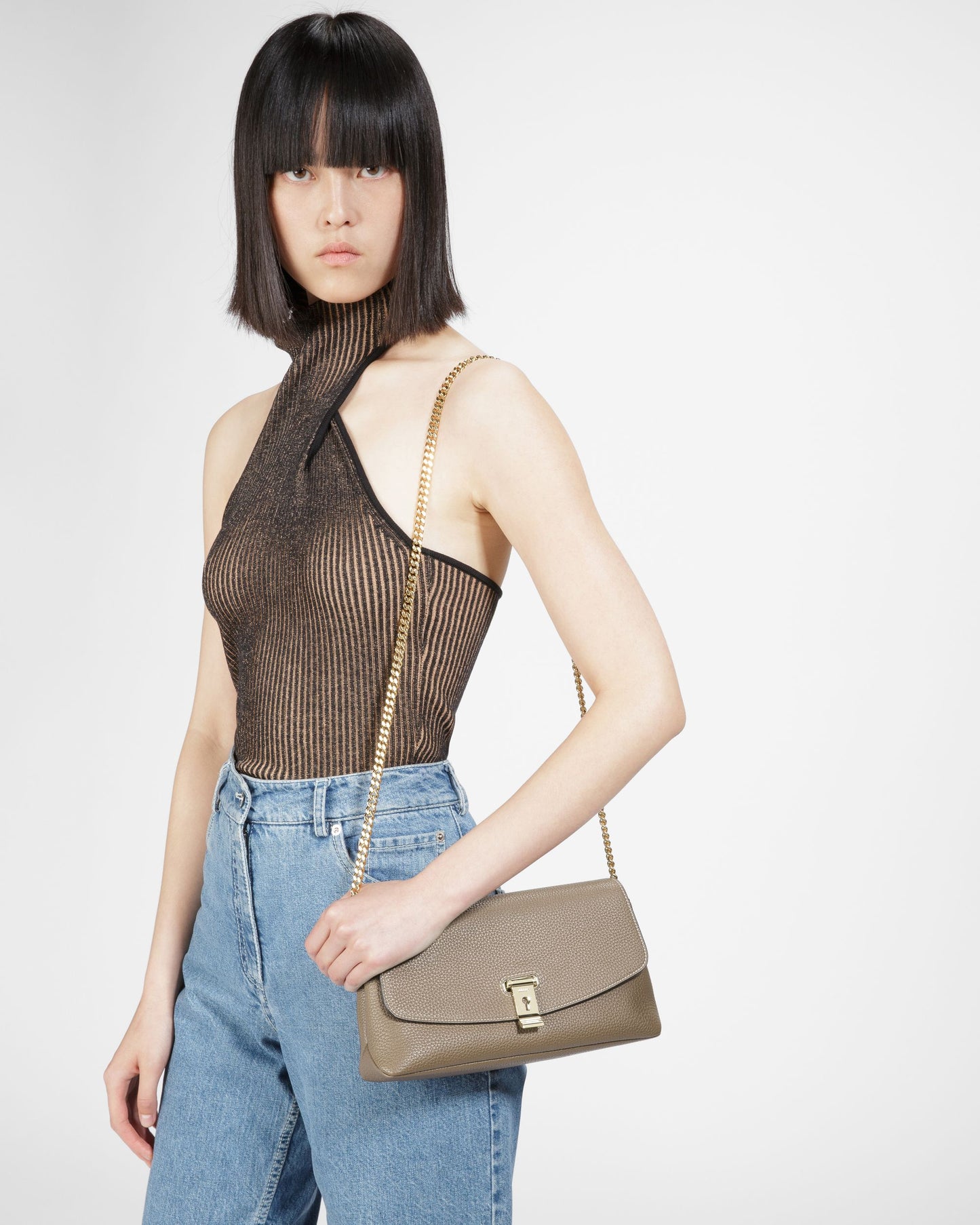 Leena Leather Minibag In Taupe