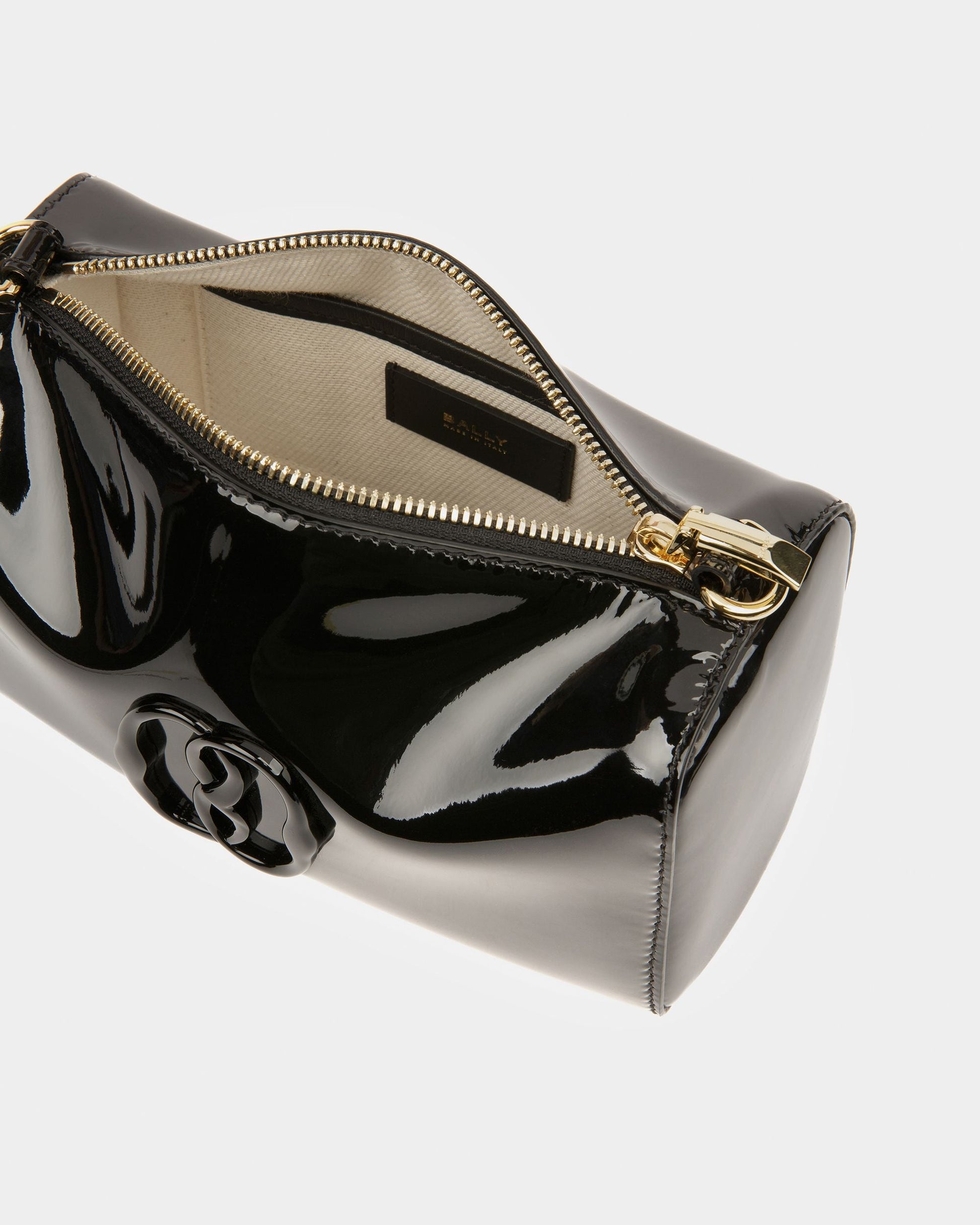 Emblem Rox Minibag | Women's Minibag | Black Leather | Bally | Still Life Open / Inside