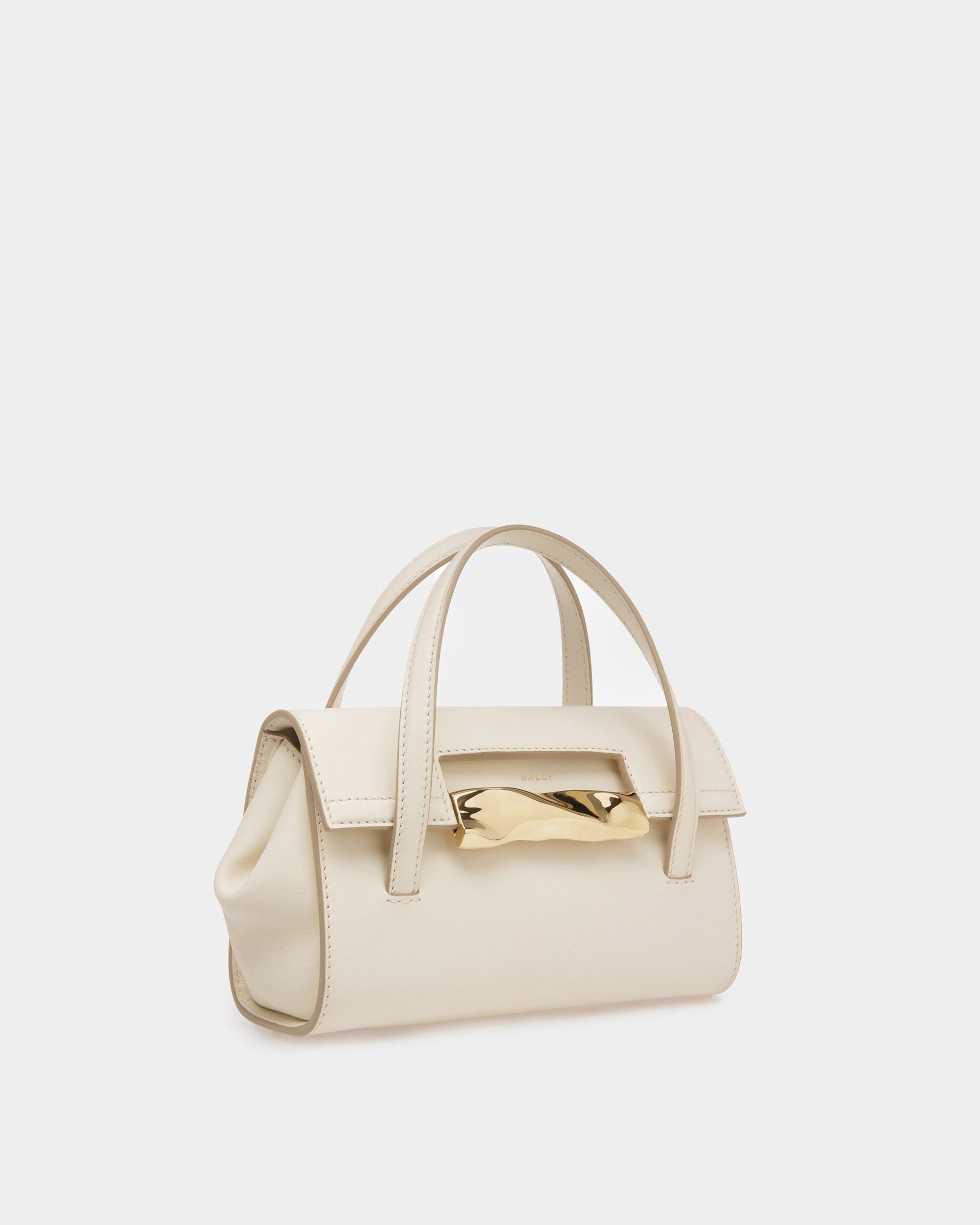 Baroque Fold Small | Women's Minibag | Bone Leather | Bally | Still Life 3/4 Front