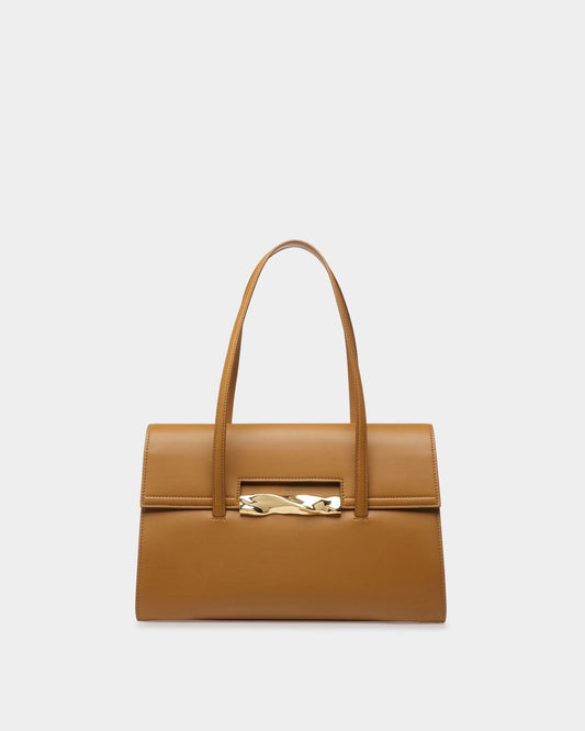 Baroque Fold | Women's Shoulder Bag | Desert Leather | Bally | Still Life Front