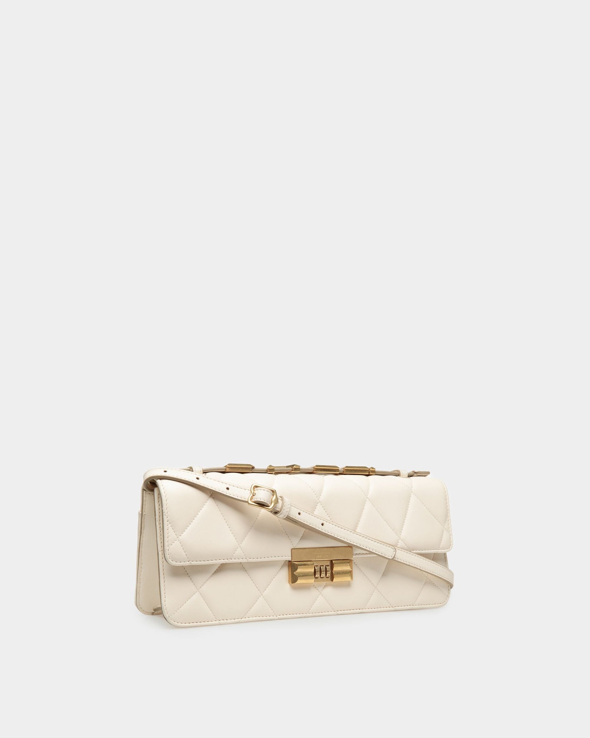 Logo Crossbody Large | Women's Crossbody | Bone Leather | Bally | Still Life 3/4 Front