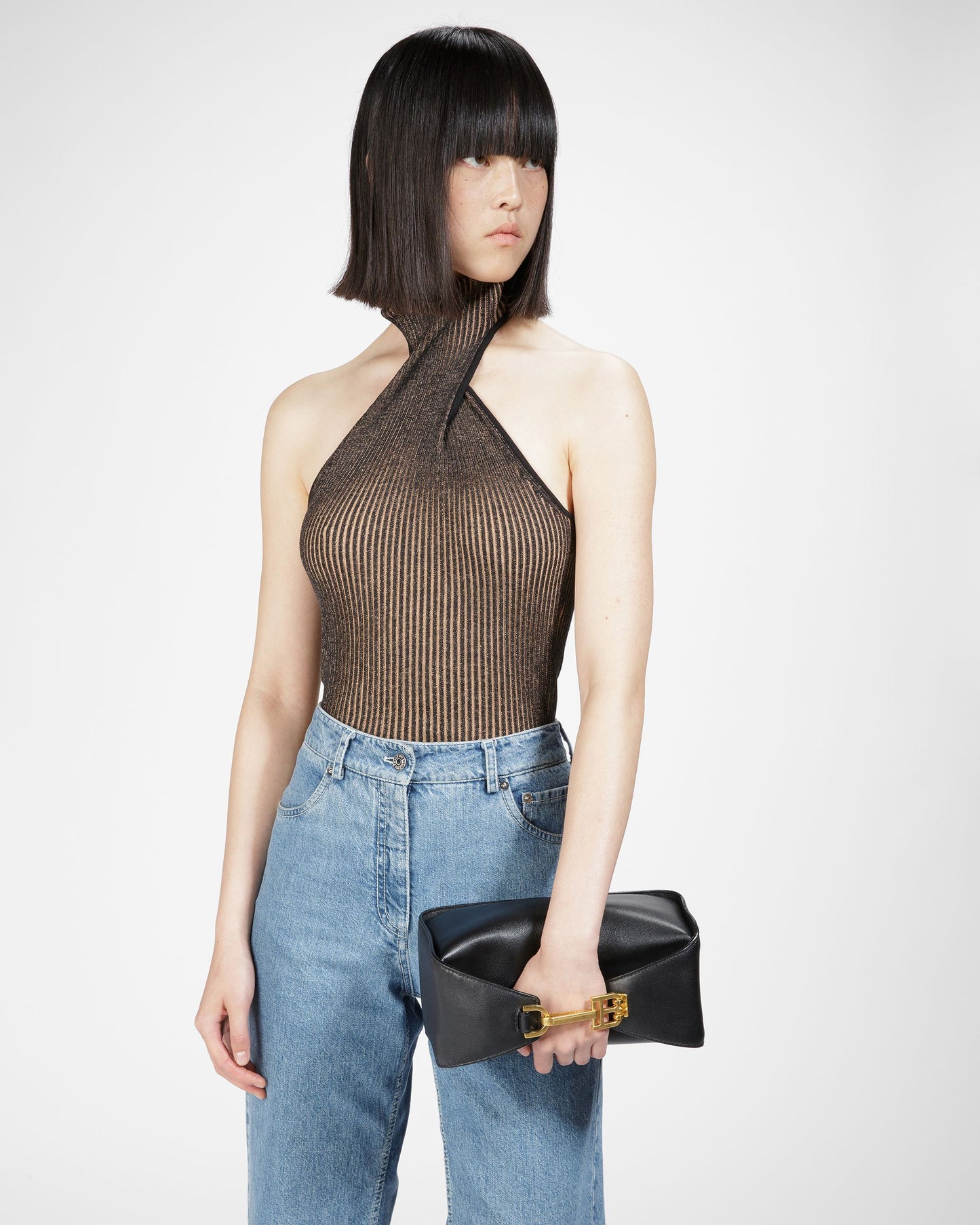 B-Hook Leather Shoulder Bag In Black