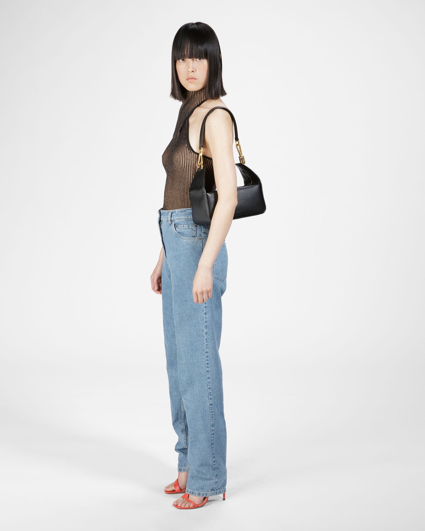 B-Hook Leather Shoulder Bag In Black