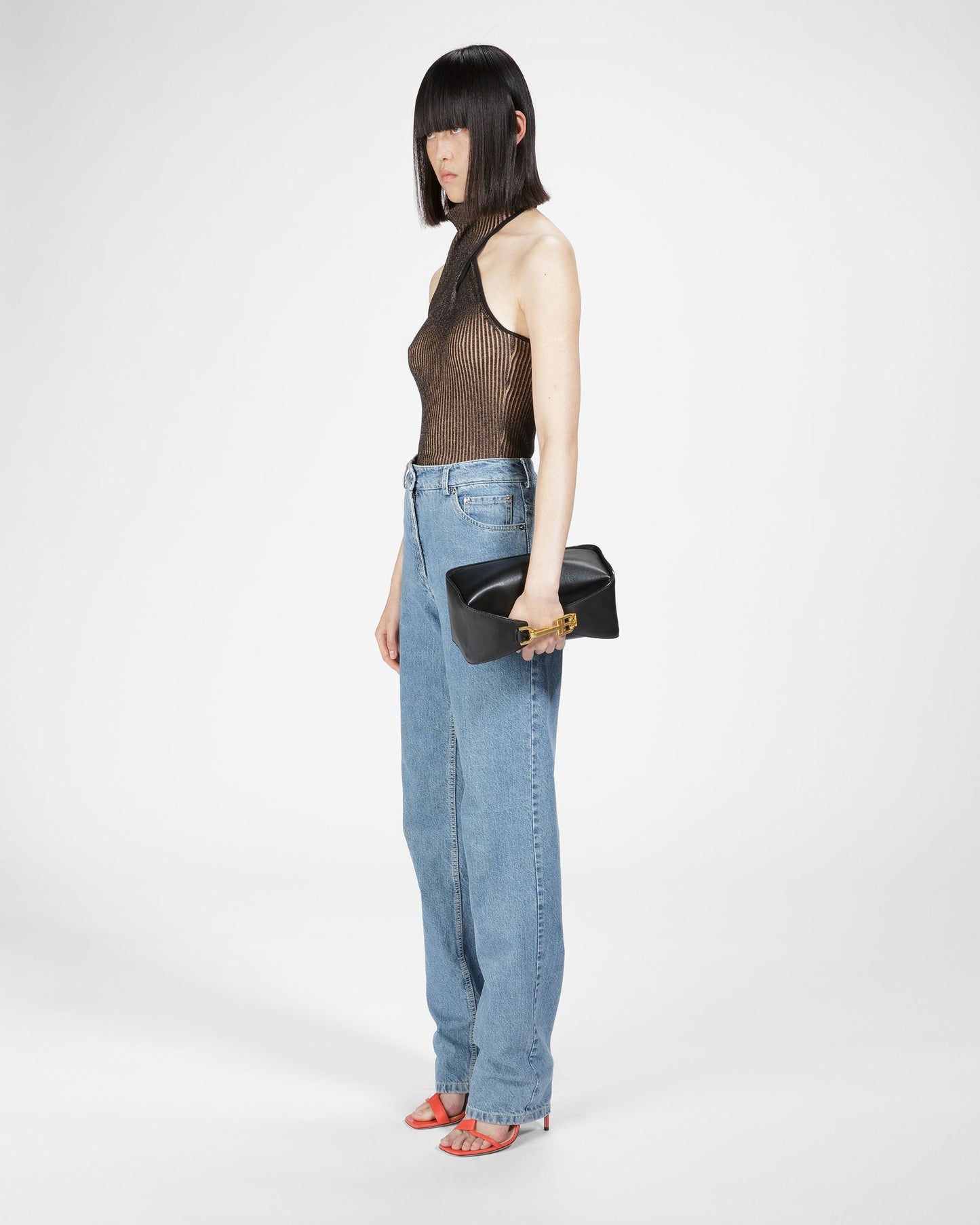 B-Hook Leather Shoulder Bag In Black