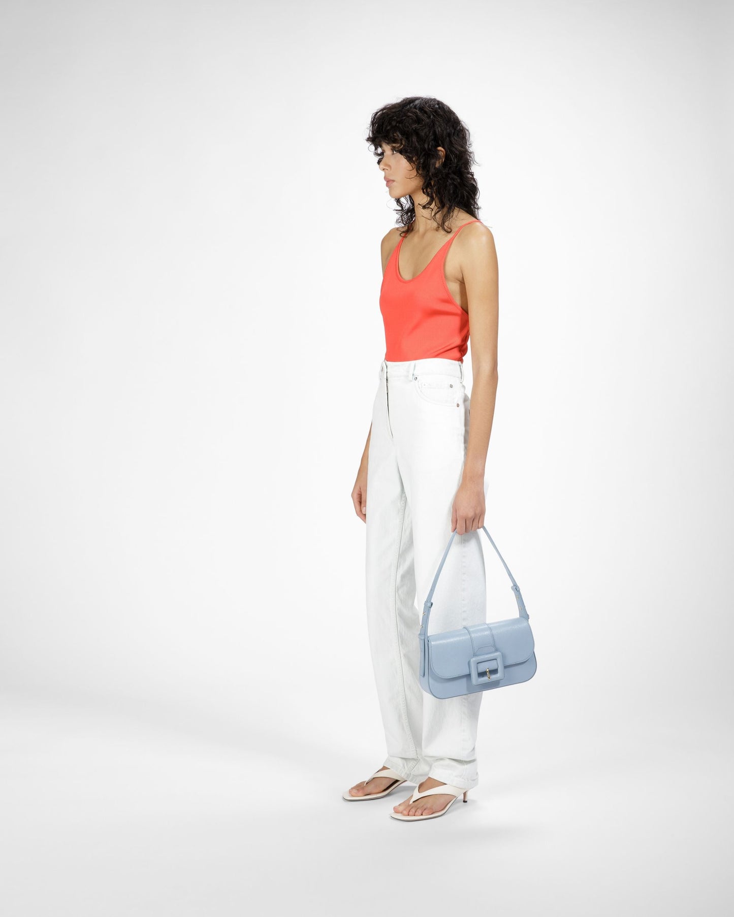 Jadha Leather Shoulder Bag In Light Blue