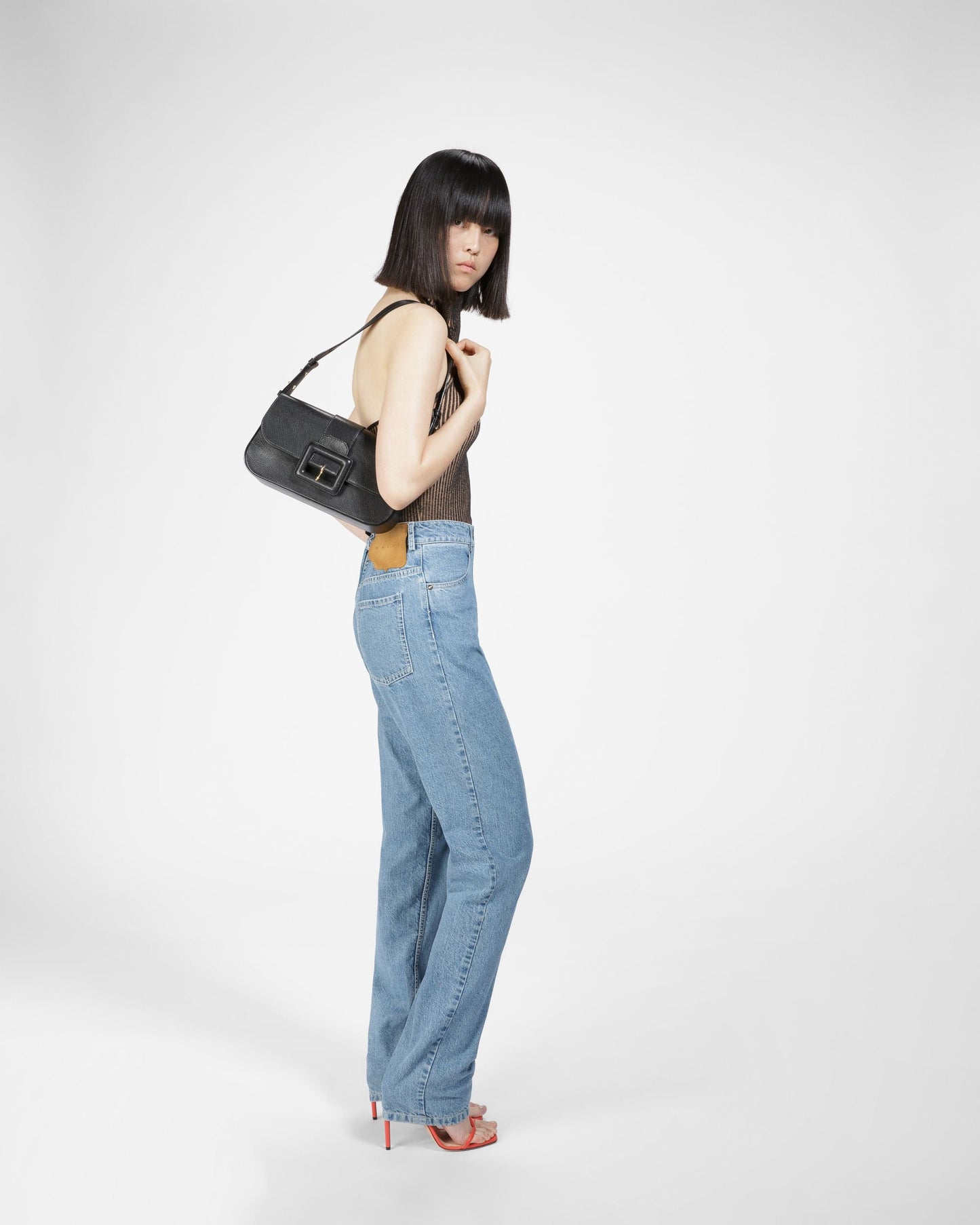 Jadha Leather Shoulder Bag In Black